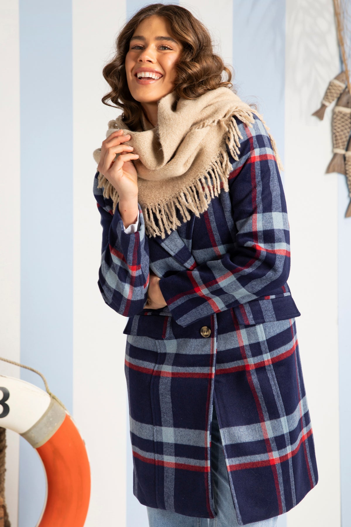 Elm Fringed Triangle Scarf Oatmeal