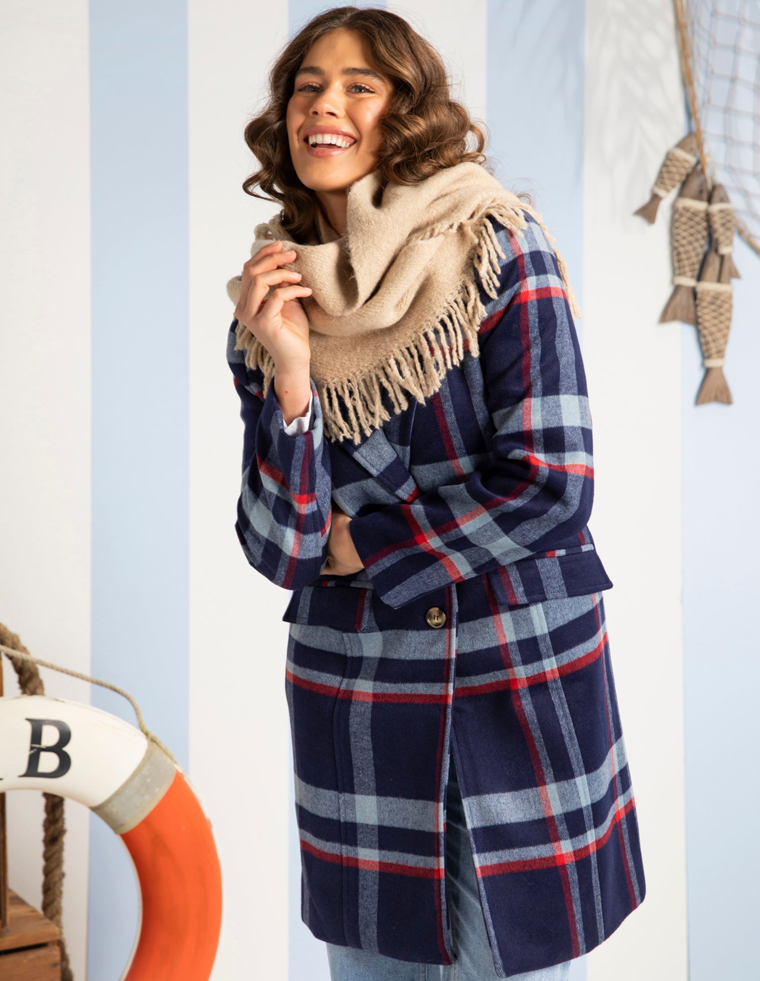 Elm Fringed Triangle Scarf Oatmeal