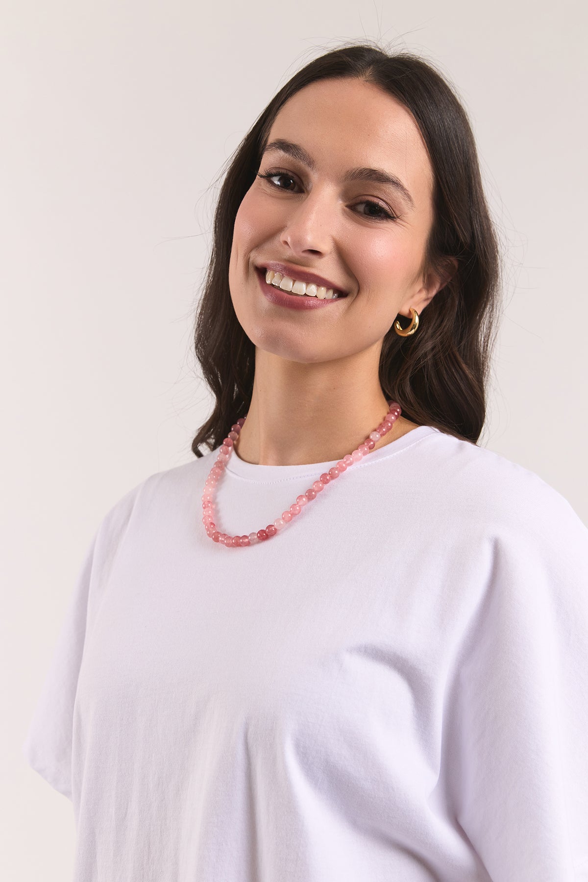 Elm Beaded Necklace Pink