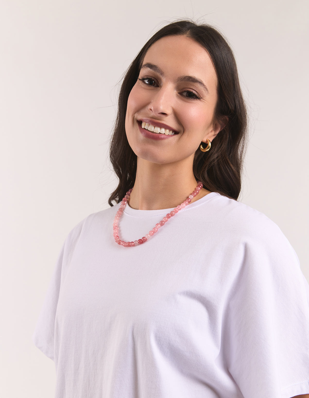 Elm Beaded Necklace Pink