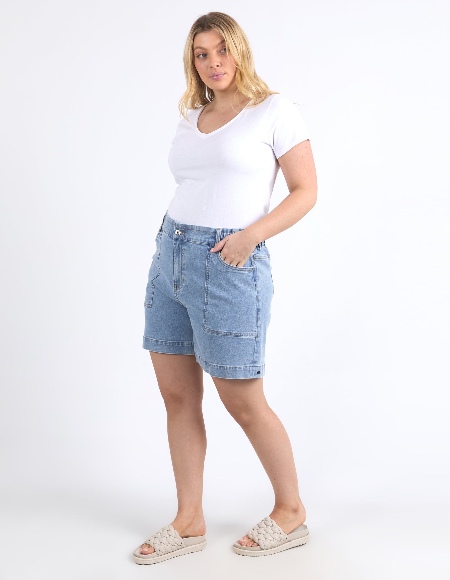 Atlas Denim Short Mid Blue Wash