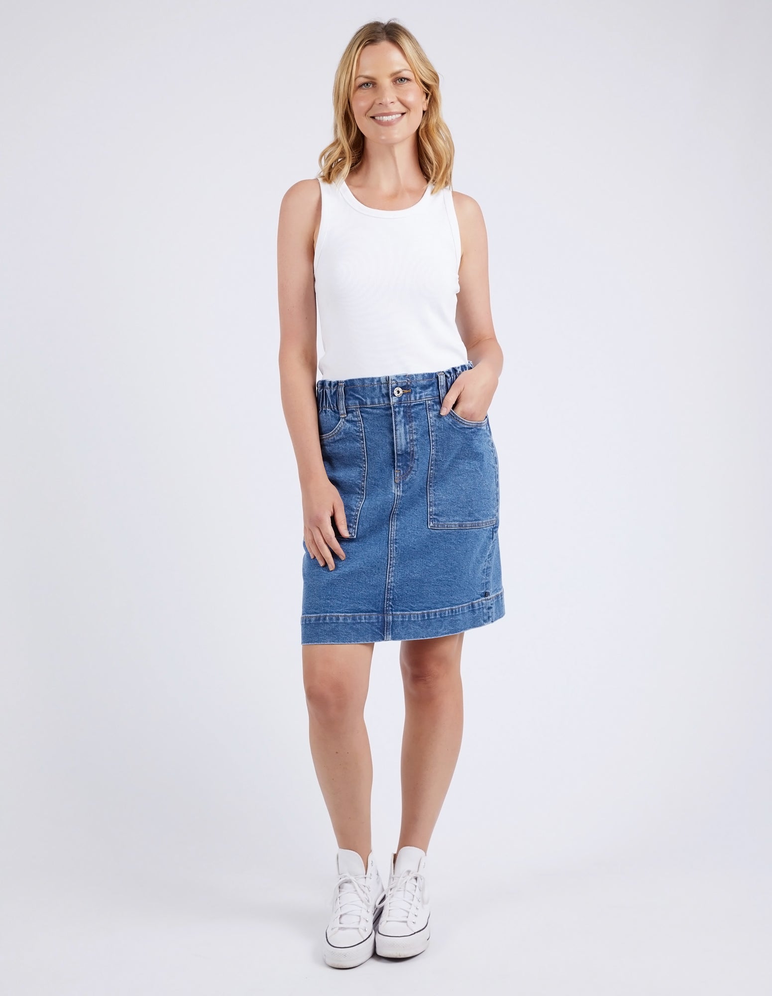 Atlas Denim Skirt Dark Blue Wash