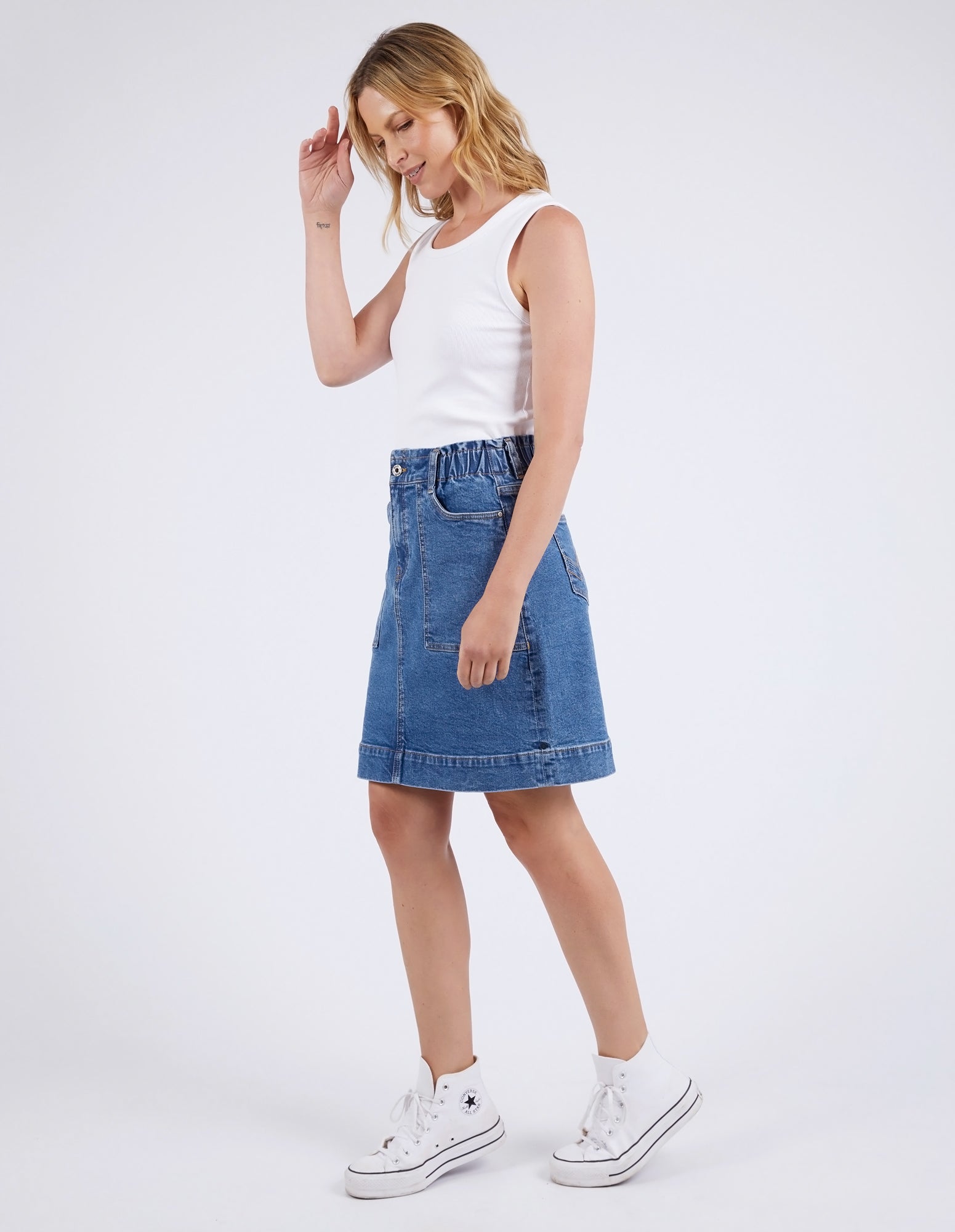 Atlas Denim Skirt Dark Blue Wash