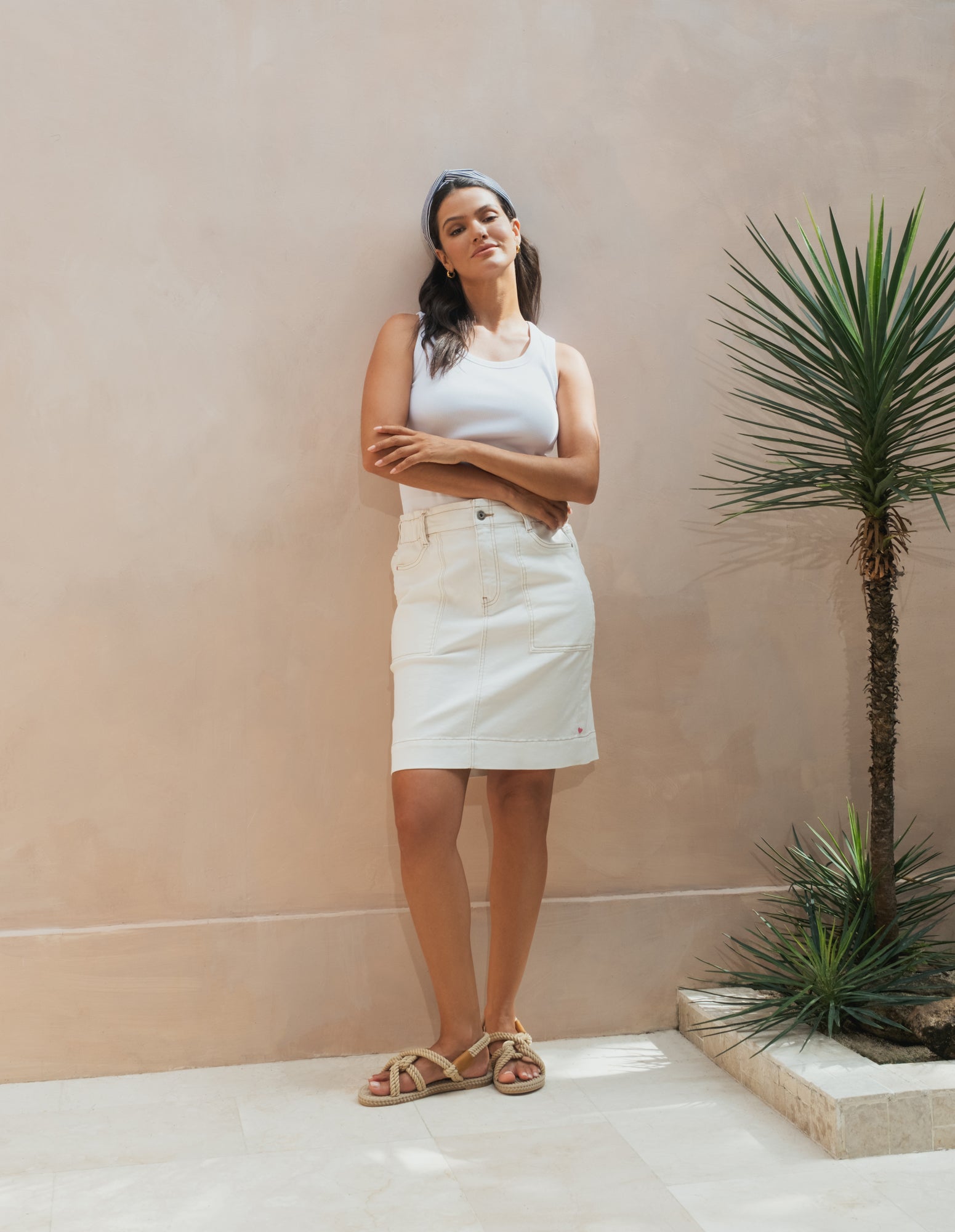 Atlas Denim Skirt Vintage White
