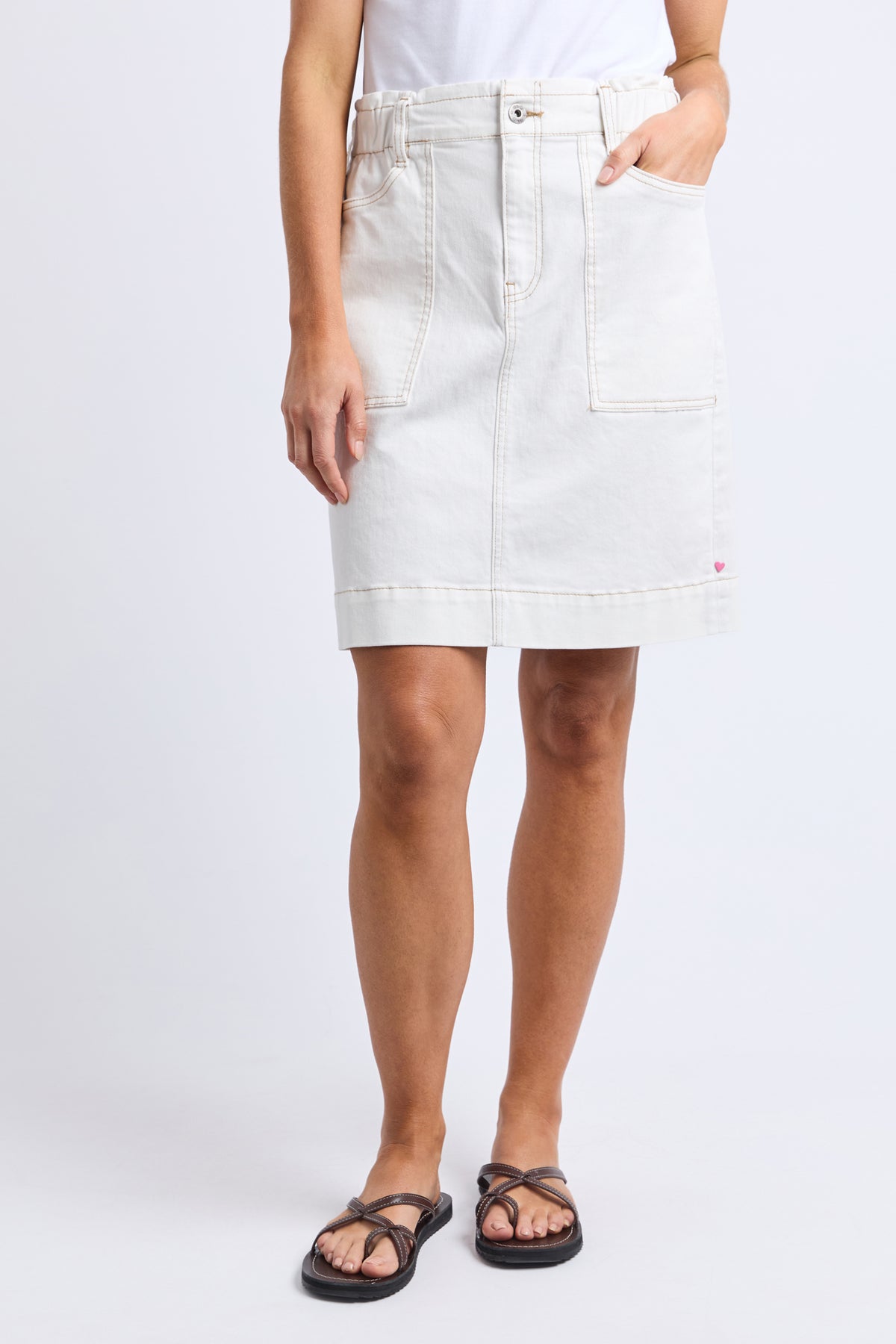Atlas Denim Skirt Vintage White