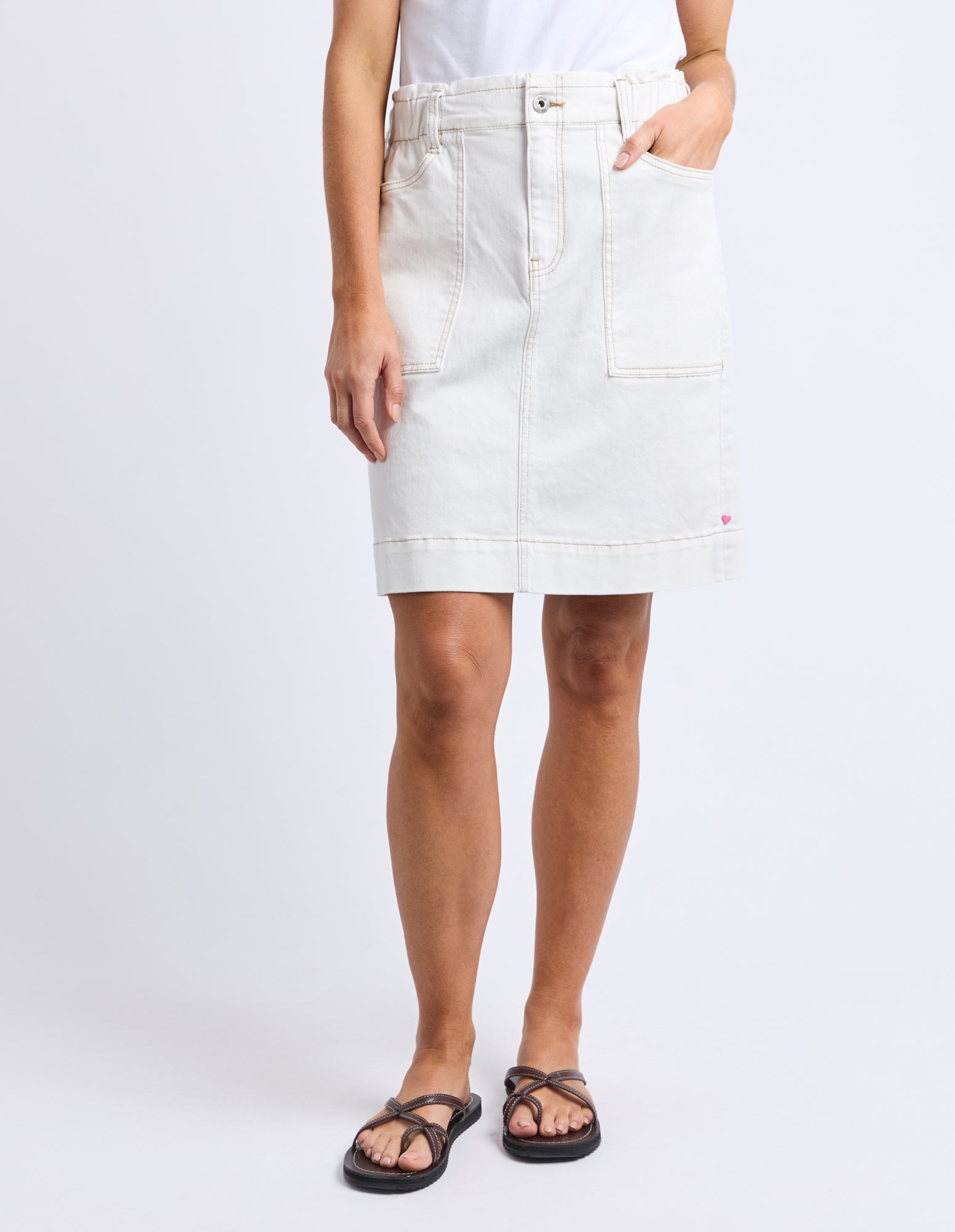 Atlas Denim Skirt Vintage White