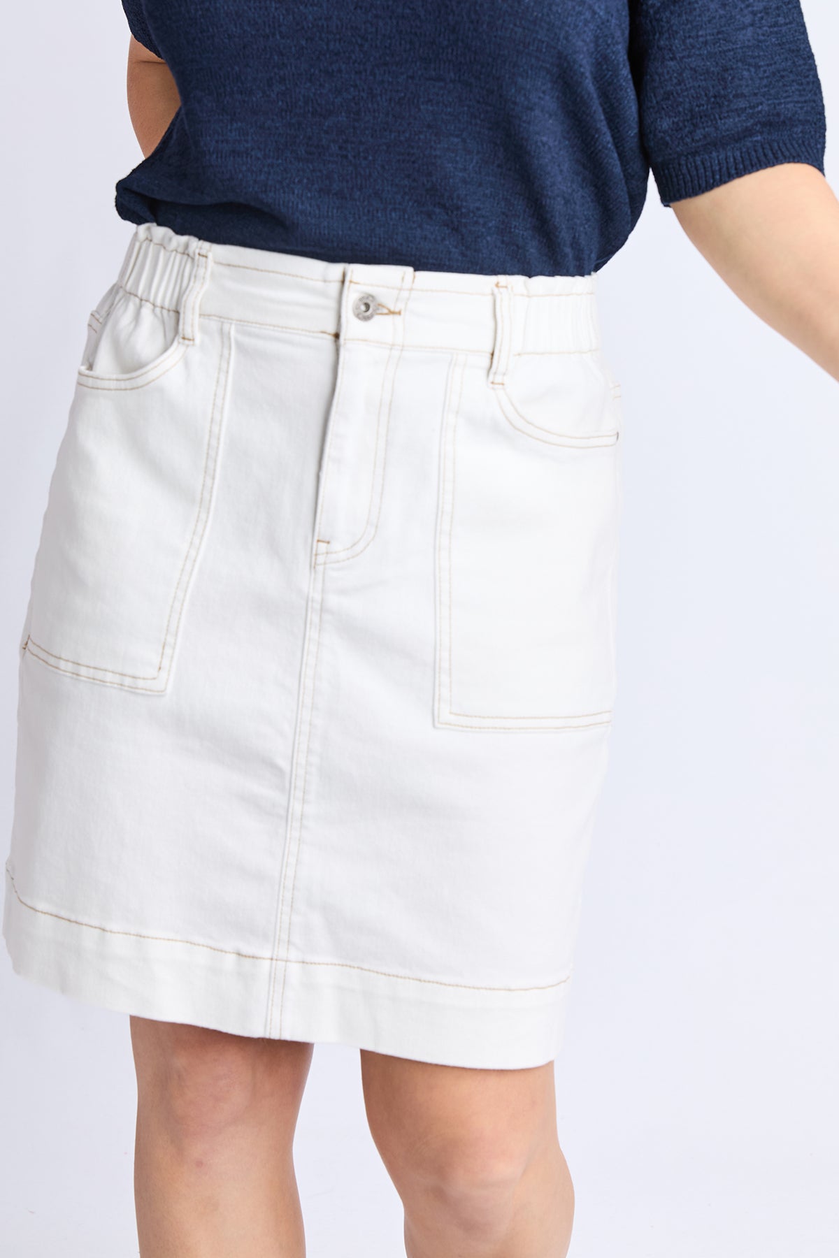 Atlas Denim Skirt Vintage White