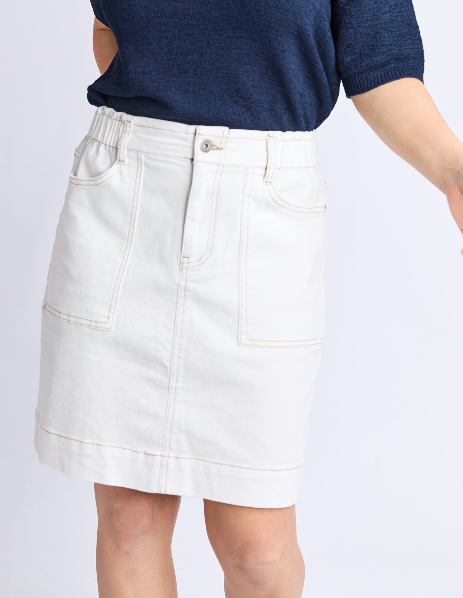 Atlas Denim Skirt Vintage White