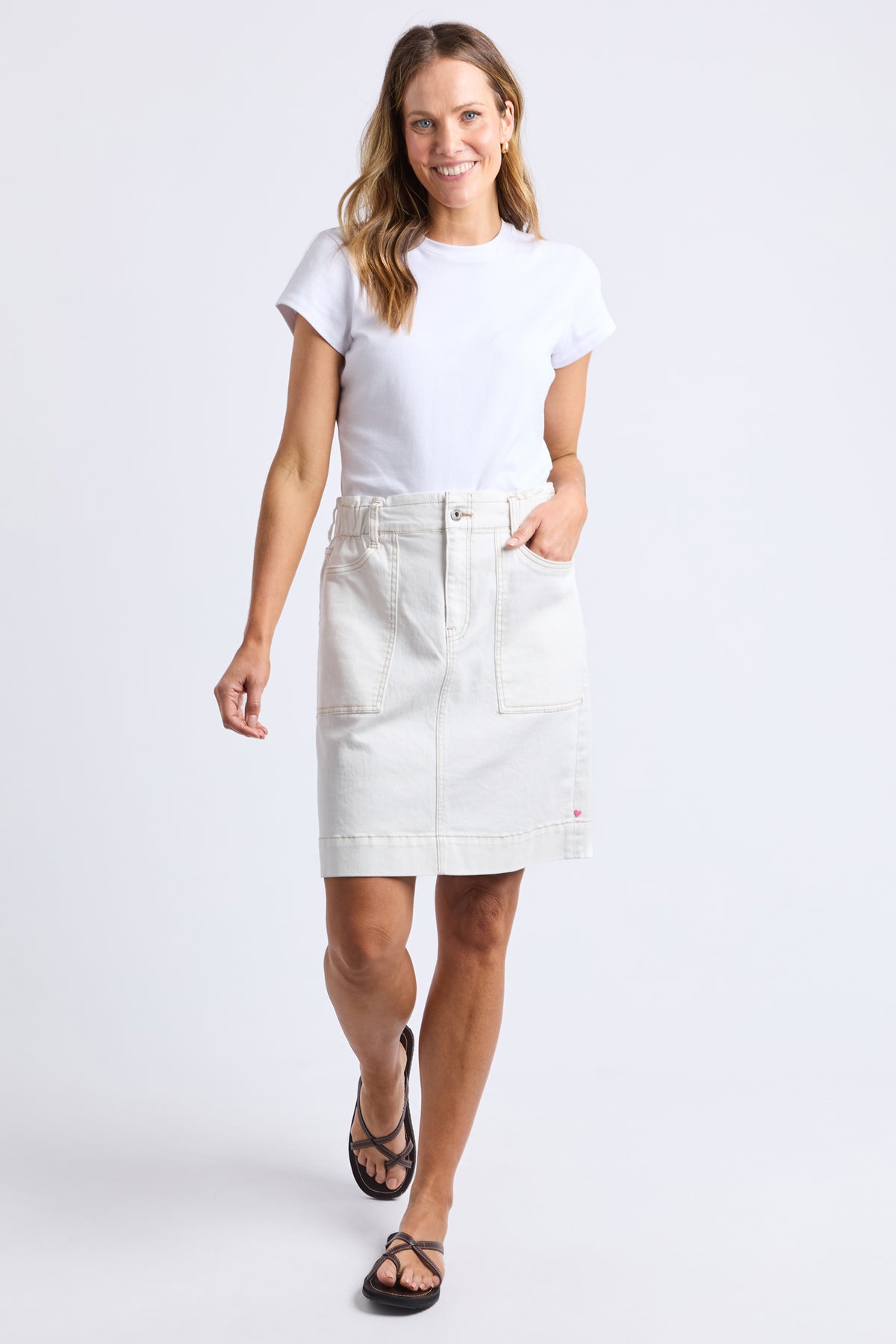 Atlas Denim Skirt Vintage White