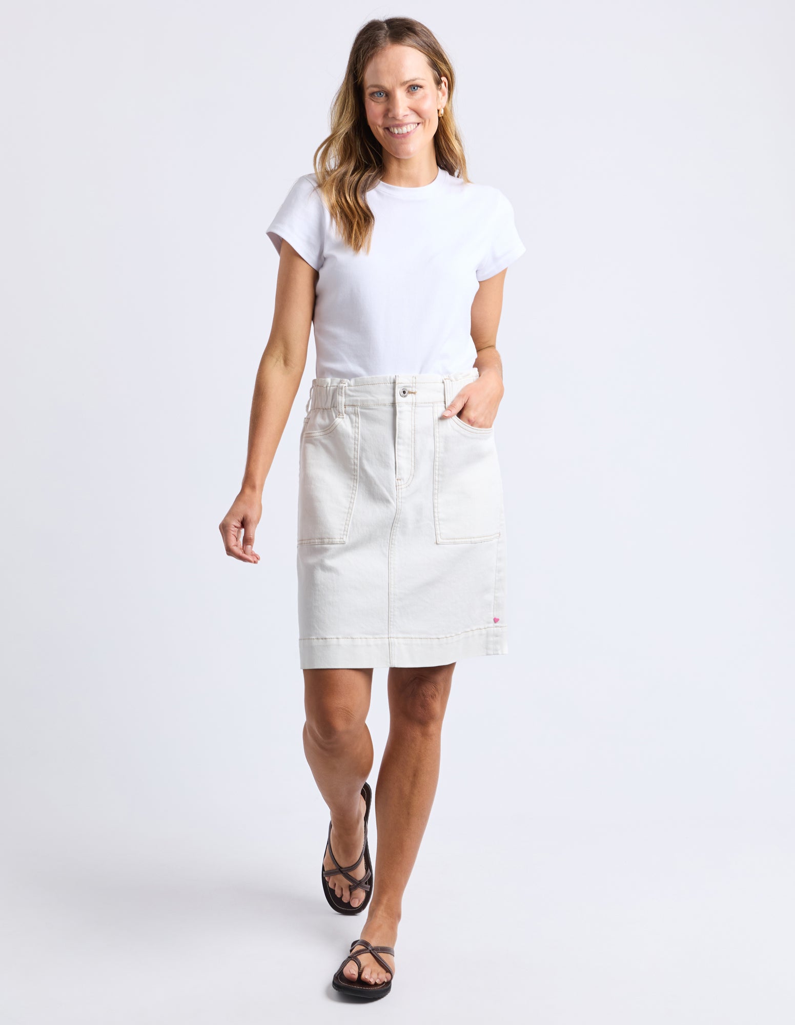 Atlas Denim Skirt Vintage White