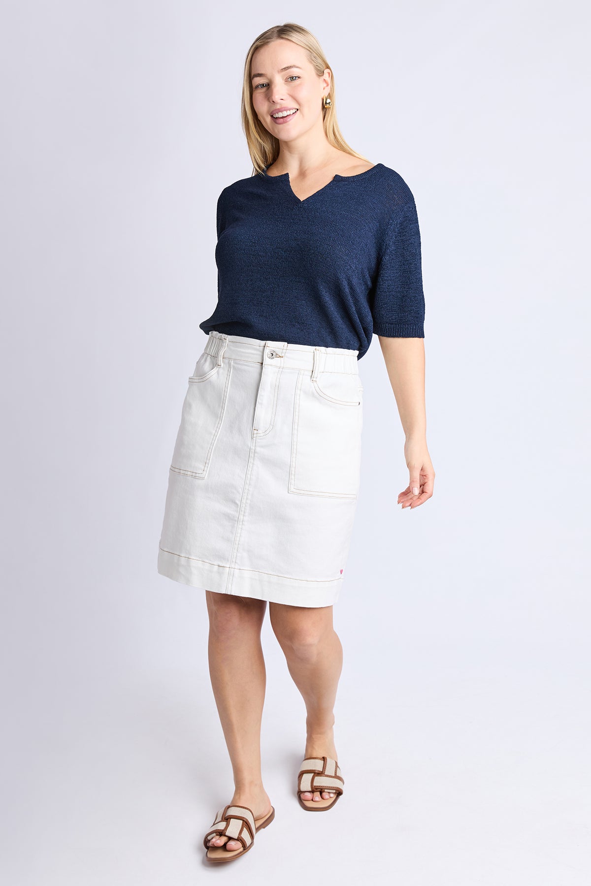 Atlas Denim Skirt Vintage White