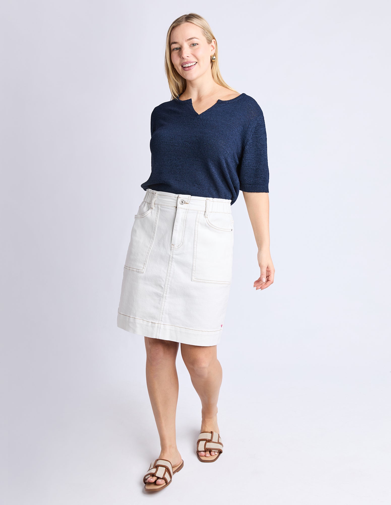 Atlas Denim Skirt Vintage White