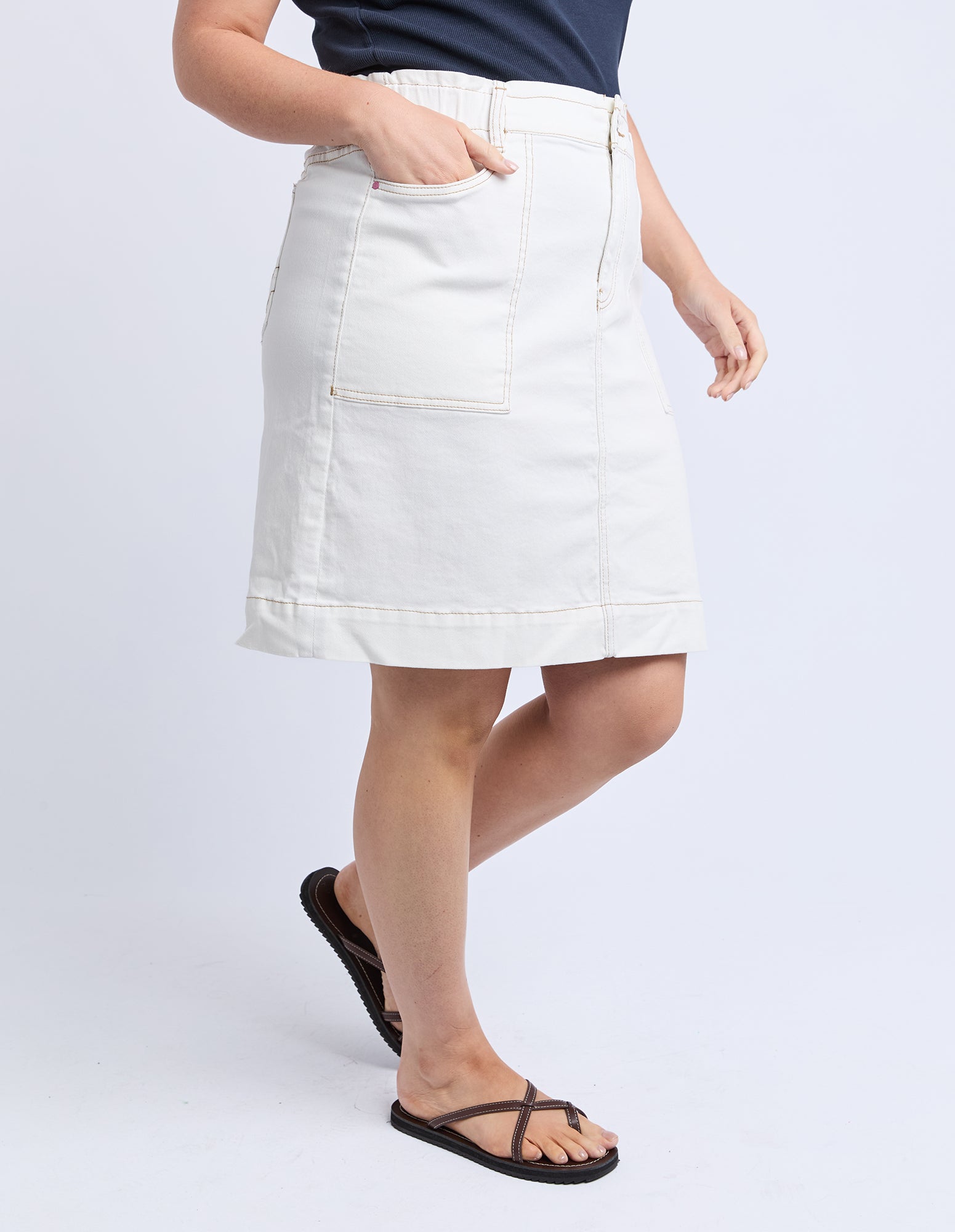 Atlas Denim Skirt Vintage White