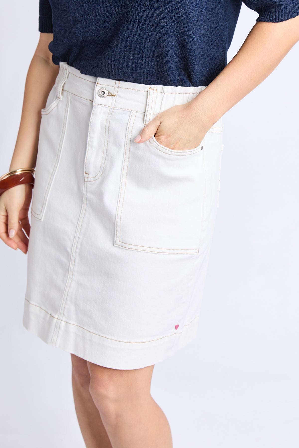 Atlas Denim Skirt Vintage White