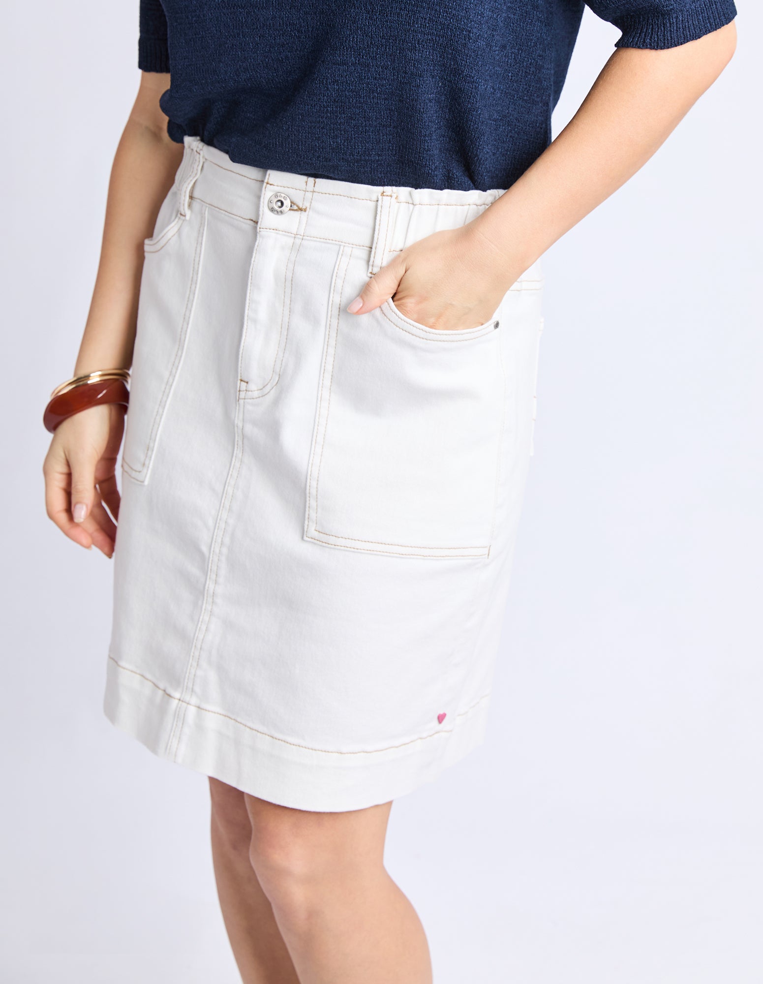 Atlas Denim Skirt Vintage White