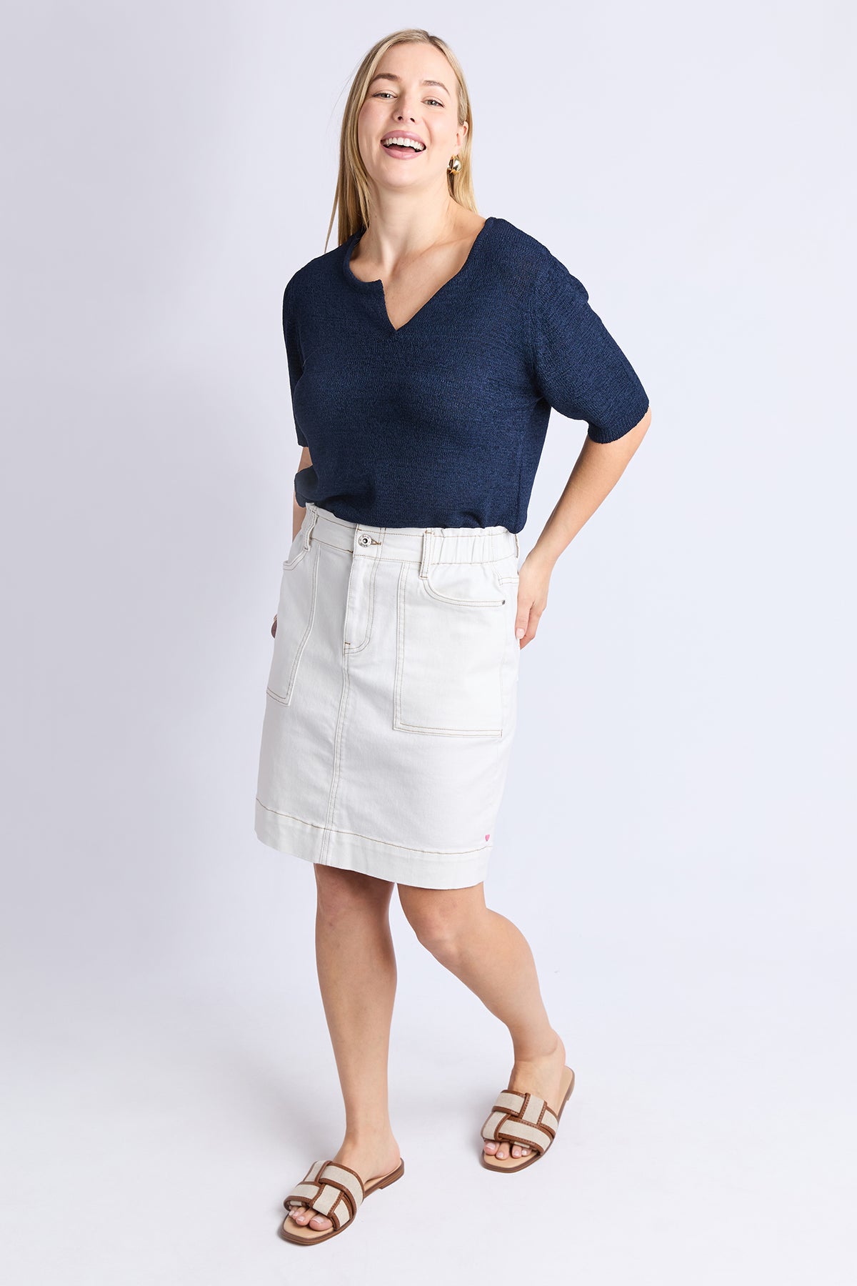 Atlas Denim Skirt Vintage White