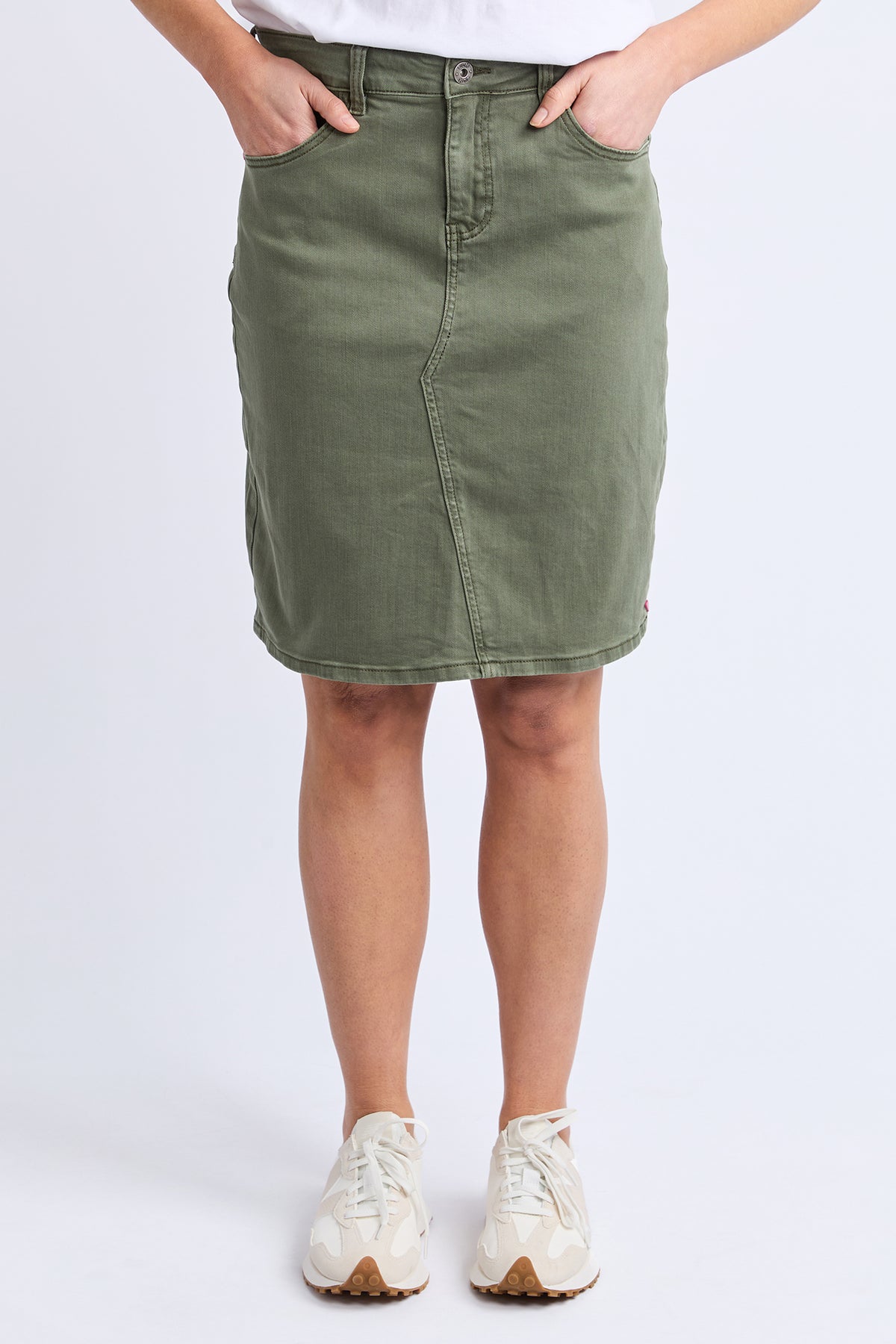 Belle Denim Skirt Washed Khaki