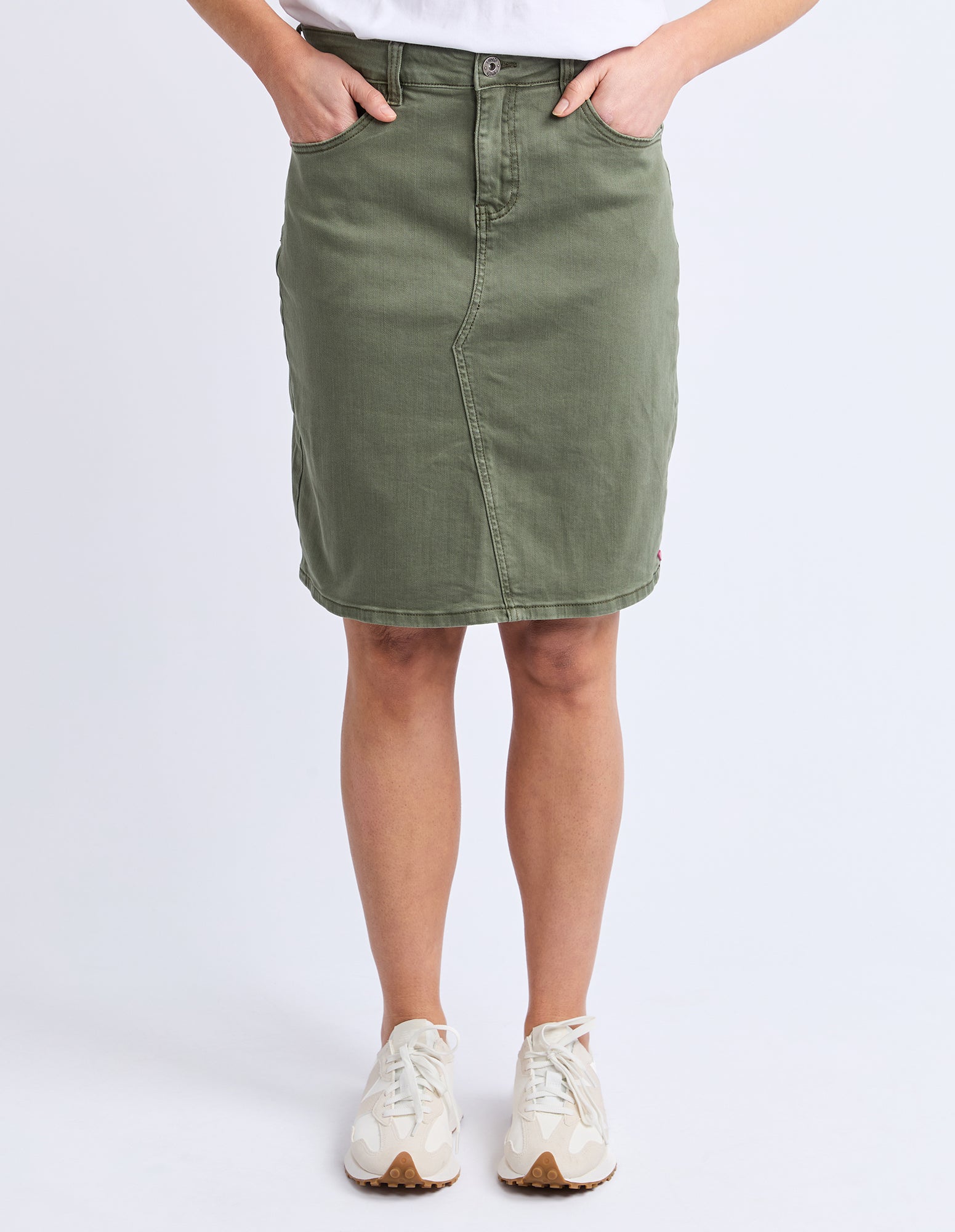 Belle Denim Skirt Washed Khaki