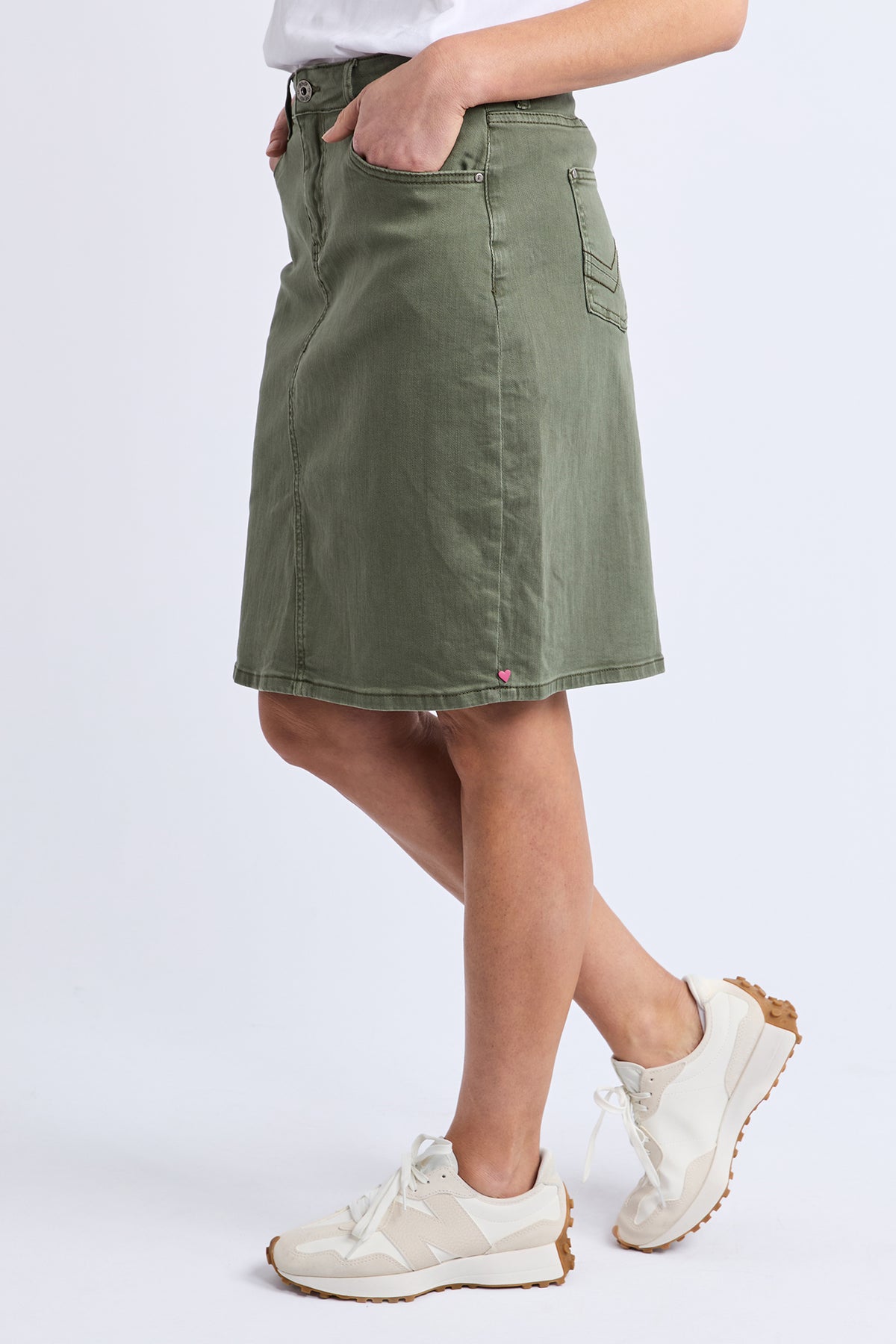 Belle Denim Skirt Washed Khaki