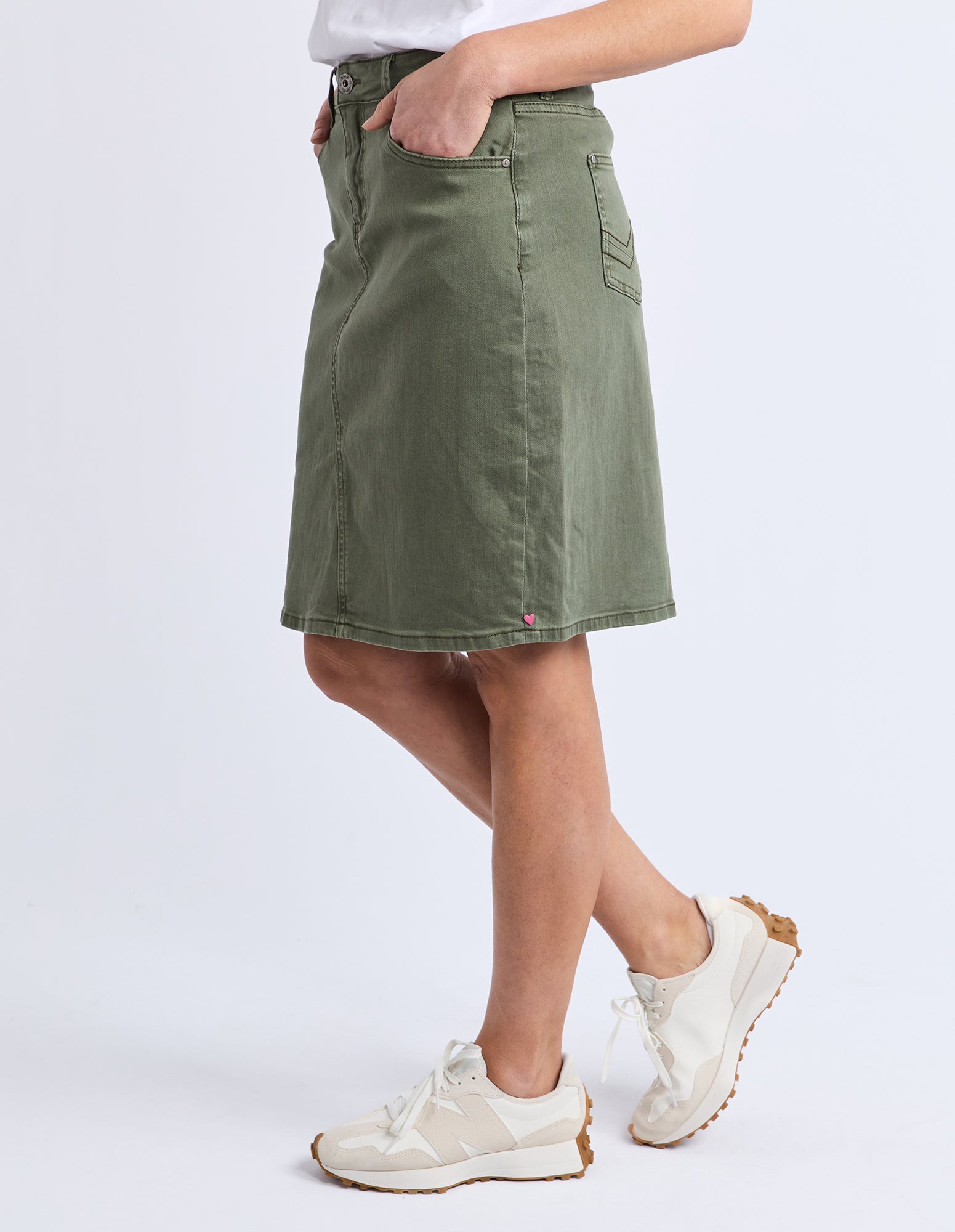 Belle Denim Skirt Washed Khaki