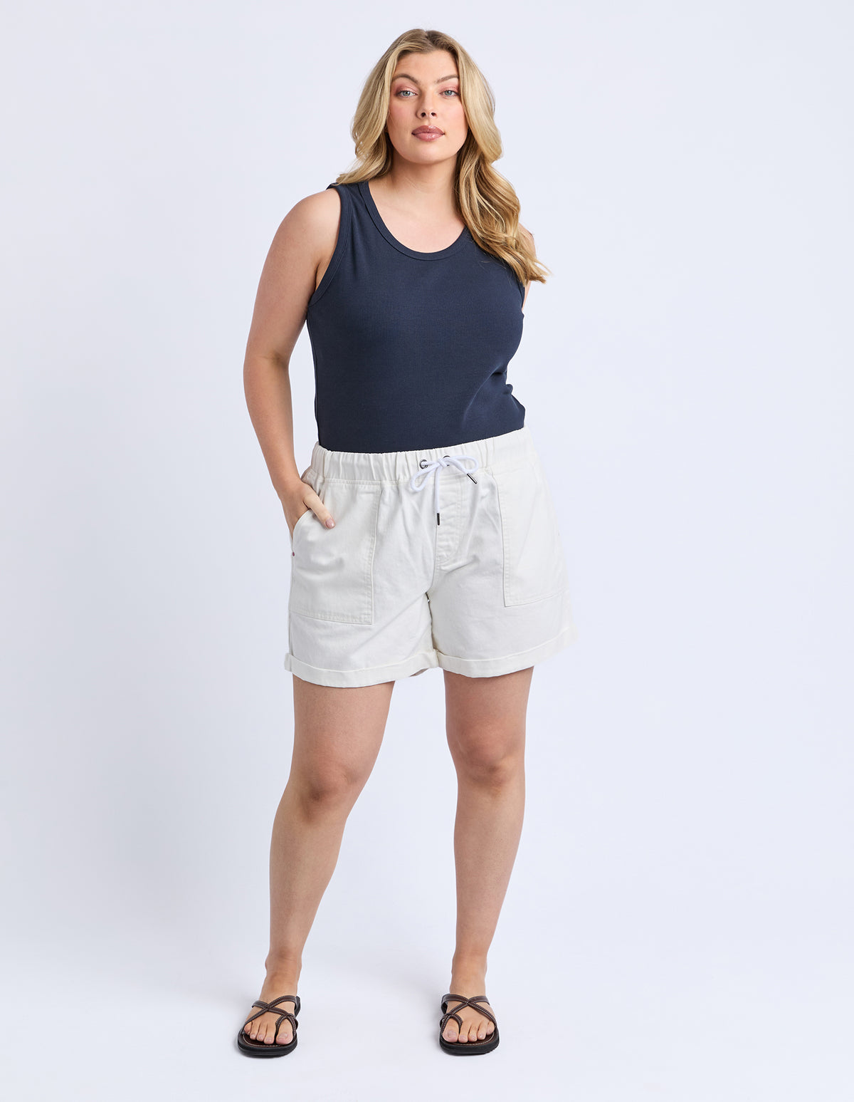 Emma Relaxed Denim Short Vintage White