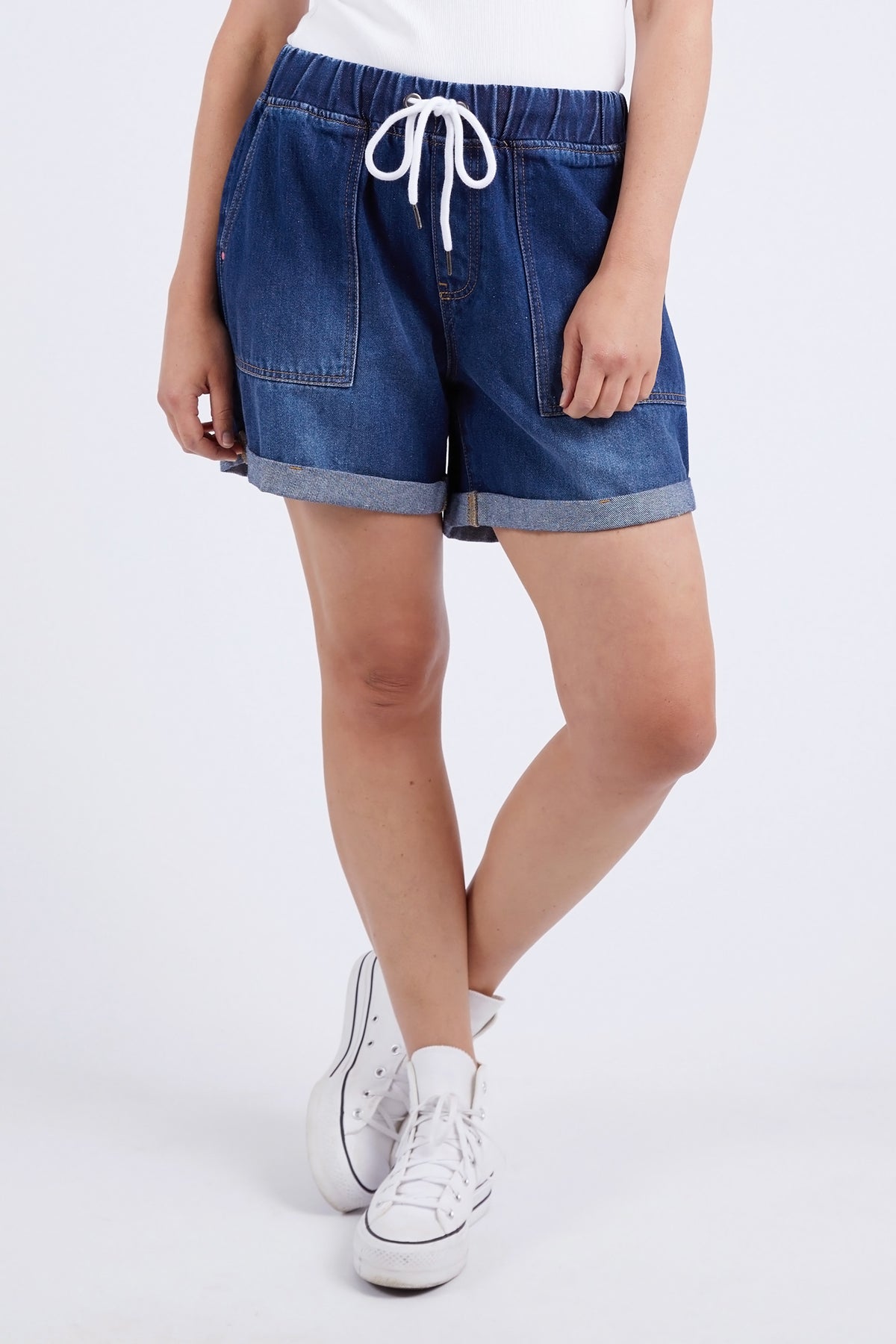 Emma Relaxed Denim Short Dark Blue Wash