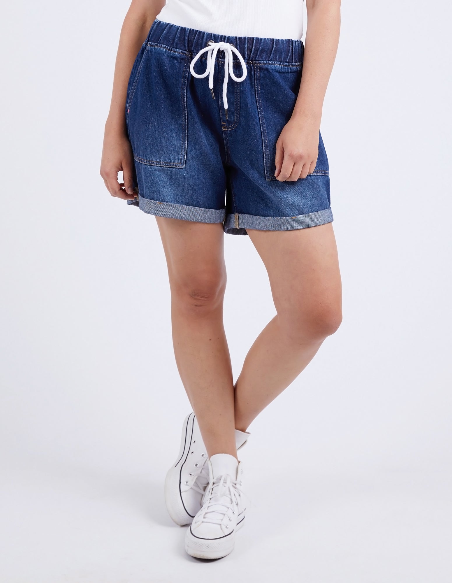 Emma Relaxed Denim Short Dark Blue Wash