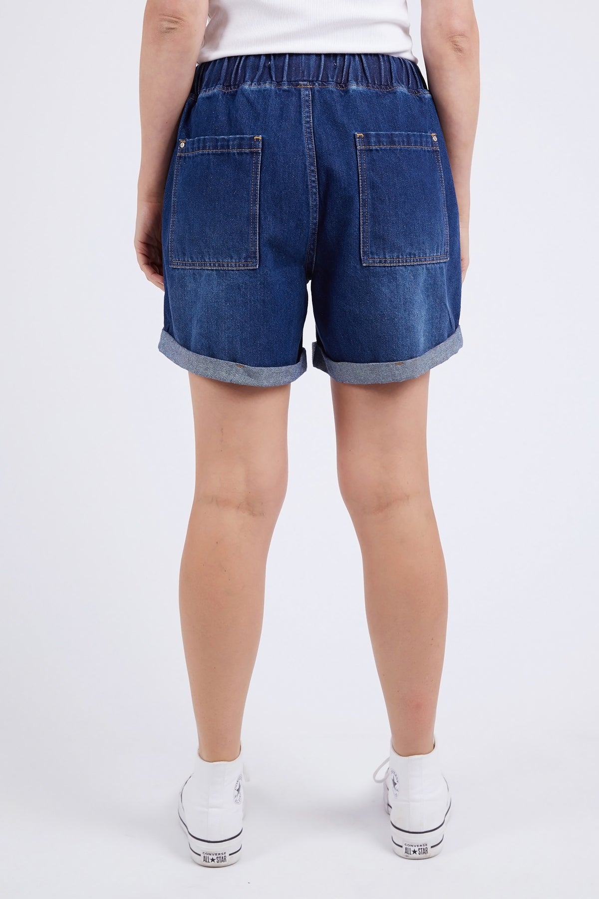 Emma Relaxed Denim Short Dark Blue Wash