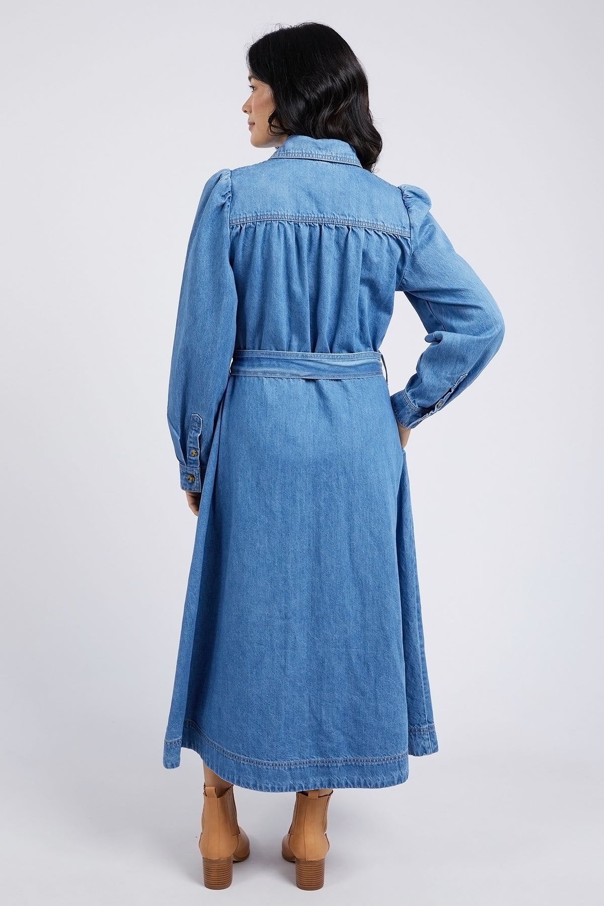 Lucinda Denim Shirt Dress Mid Blue Wash