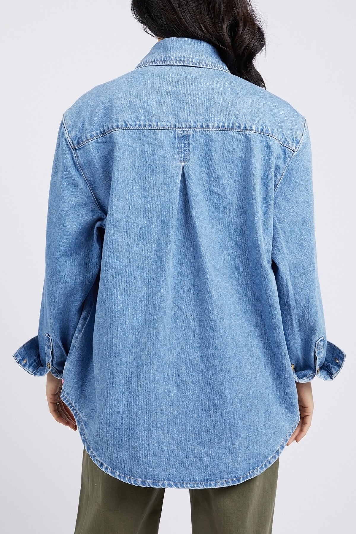 Odette Long Sleeve Denim Shirt Mid Blue Wash