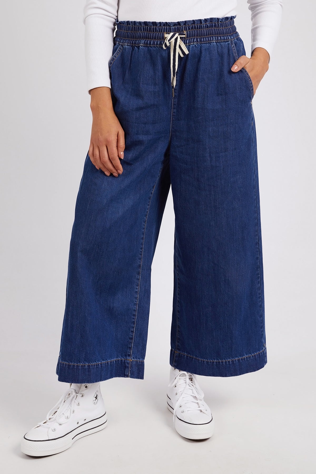 Greta Wide Leg Pant Dark Blue Wash