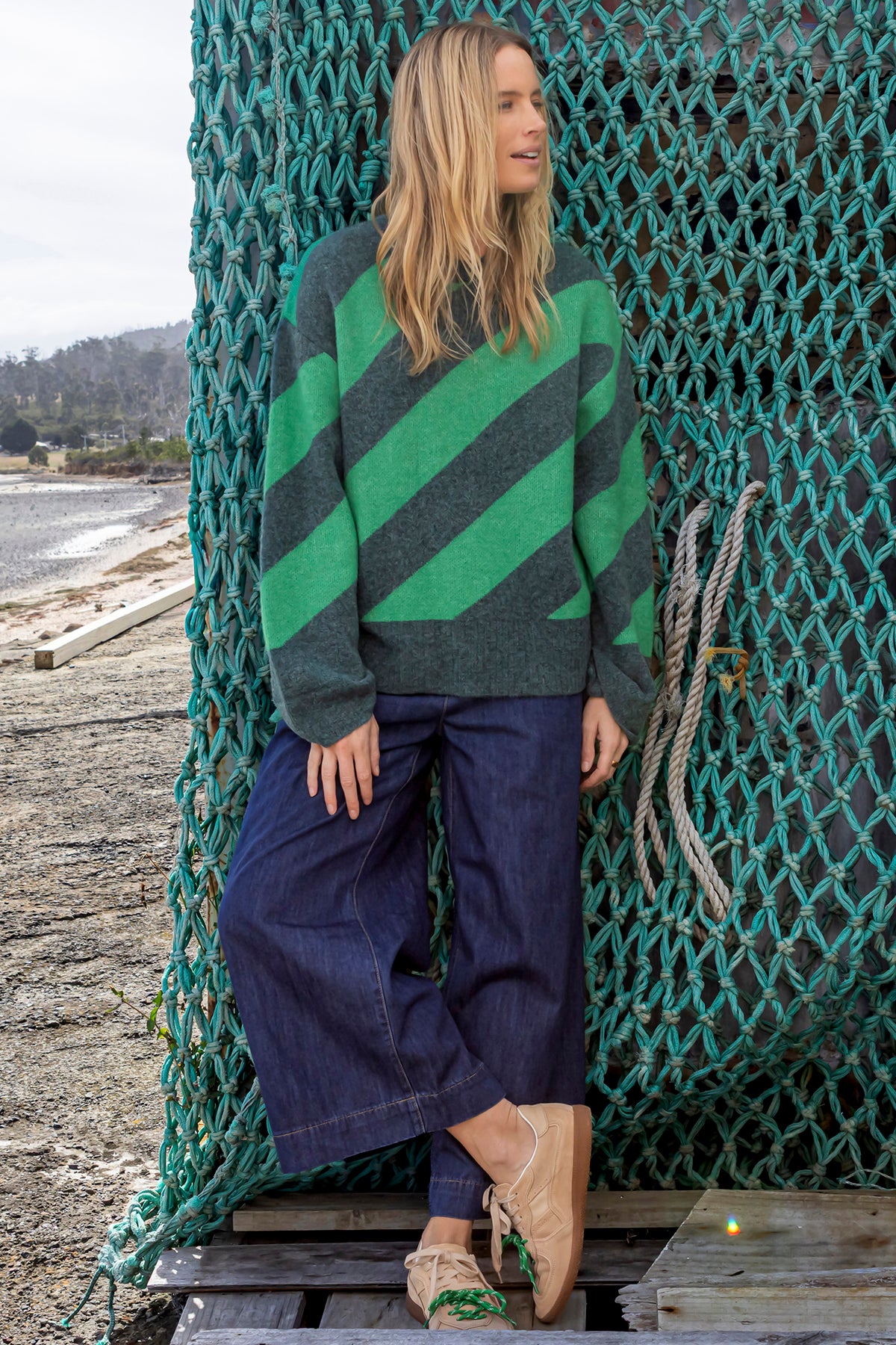 Greta Wide Leg Pant Dark Blue Wash