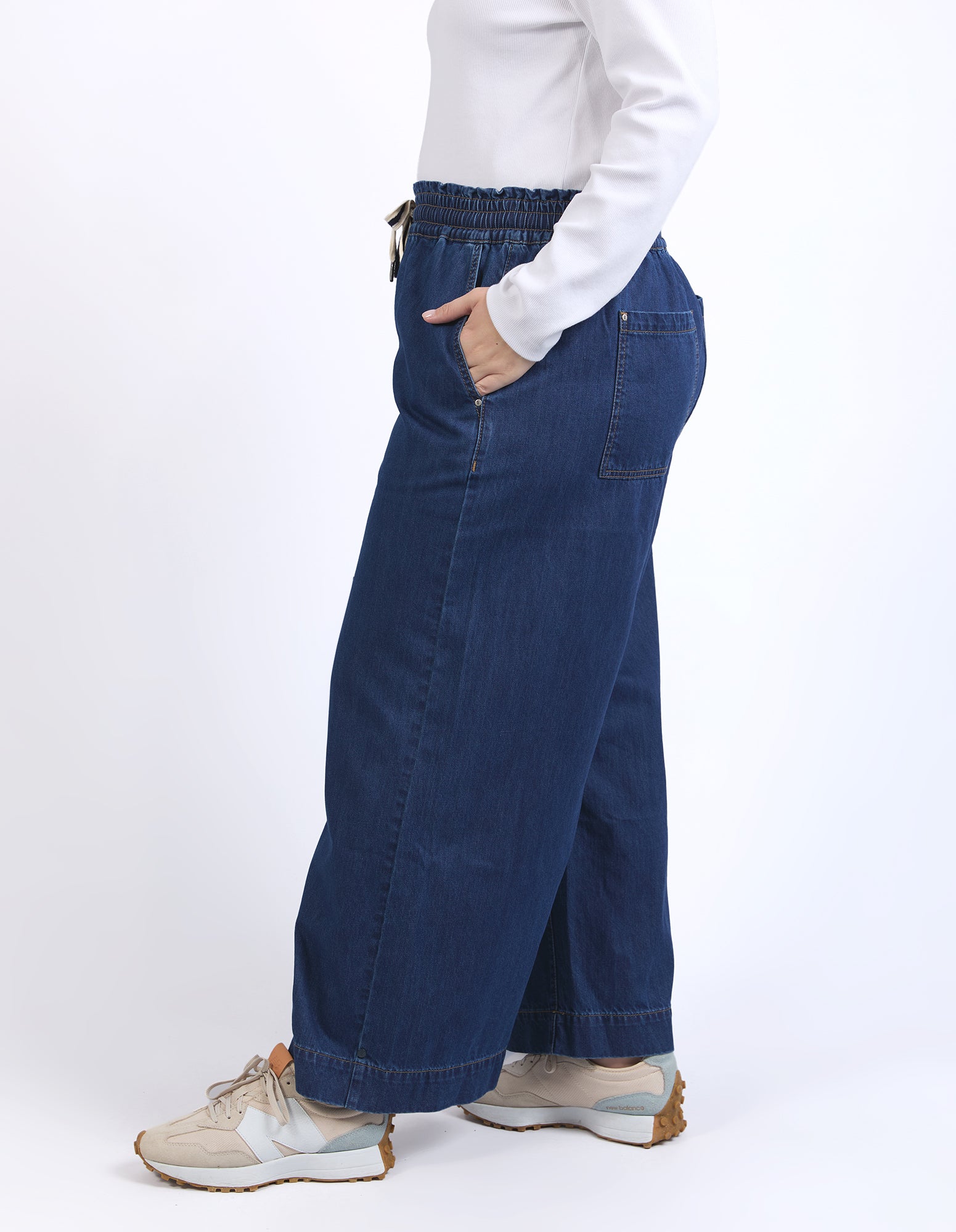 Greta Wide Leg Pant Dark Blue Wash