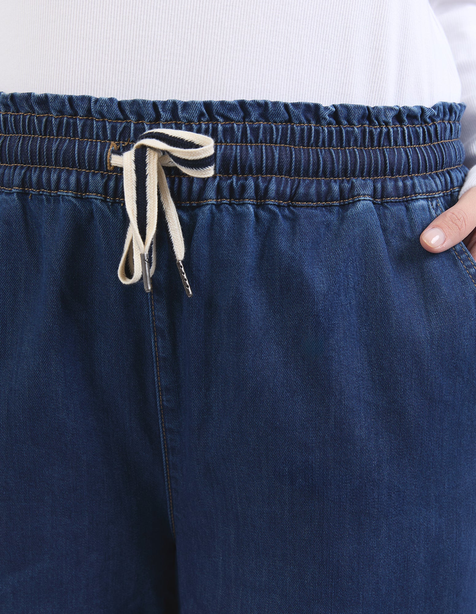 Greta Wide Leg Pant Dark Blue Wash