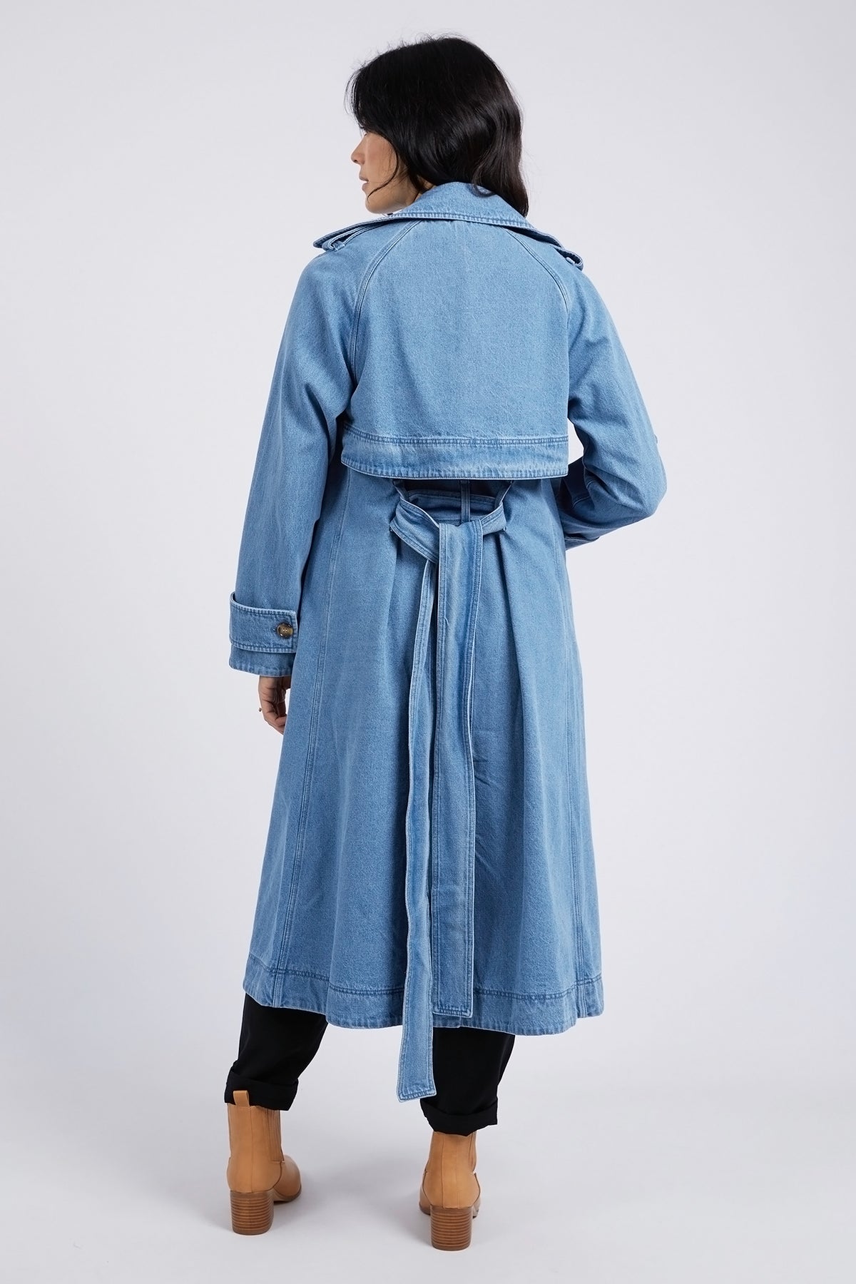 Elsie Denim Trench Mid Blue Wash