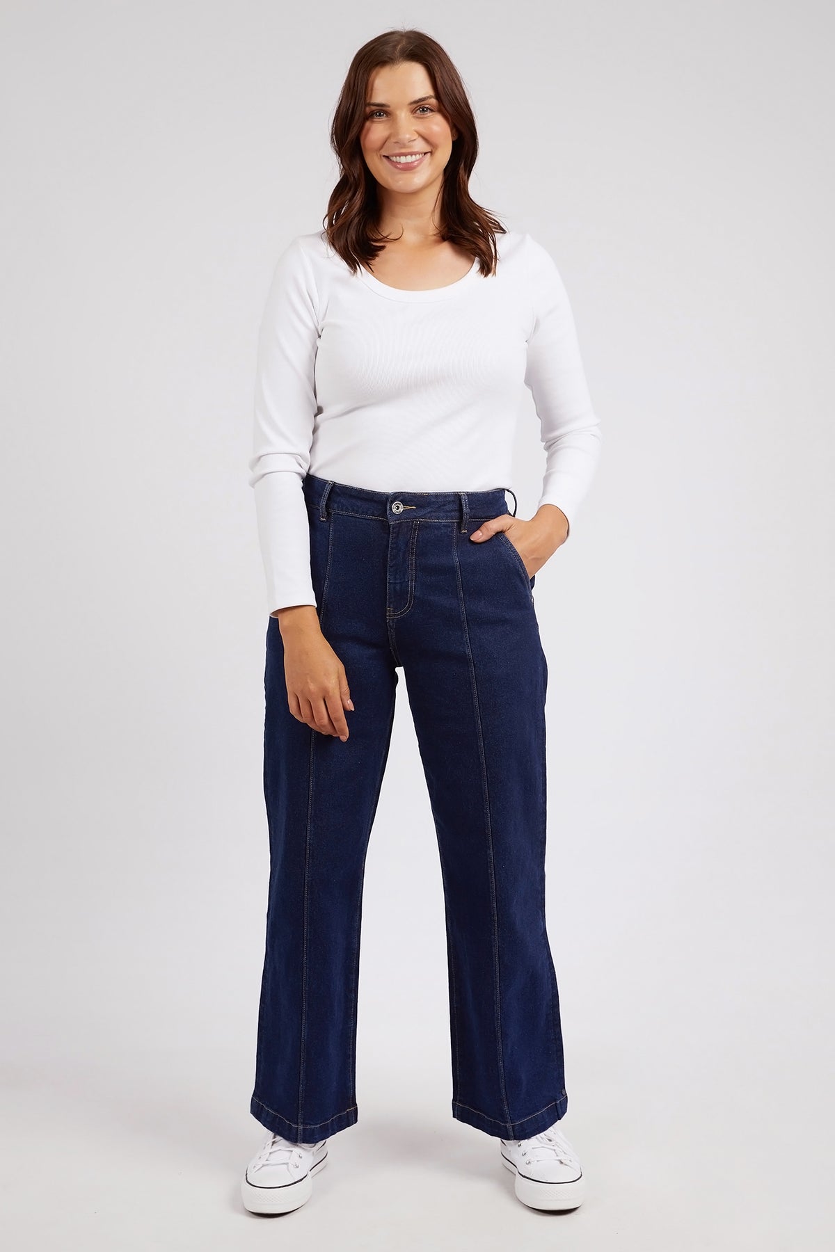 Rosie Wide Leg Jean Dark Blue Wash