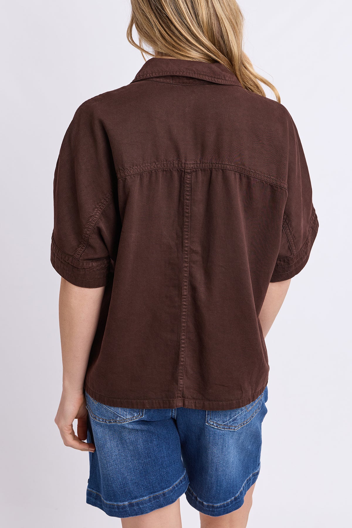 Demi Short Sleeve Denim Shirt Coffee