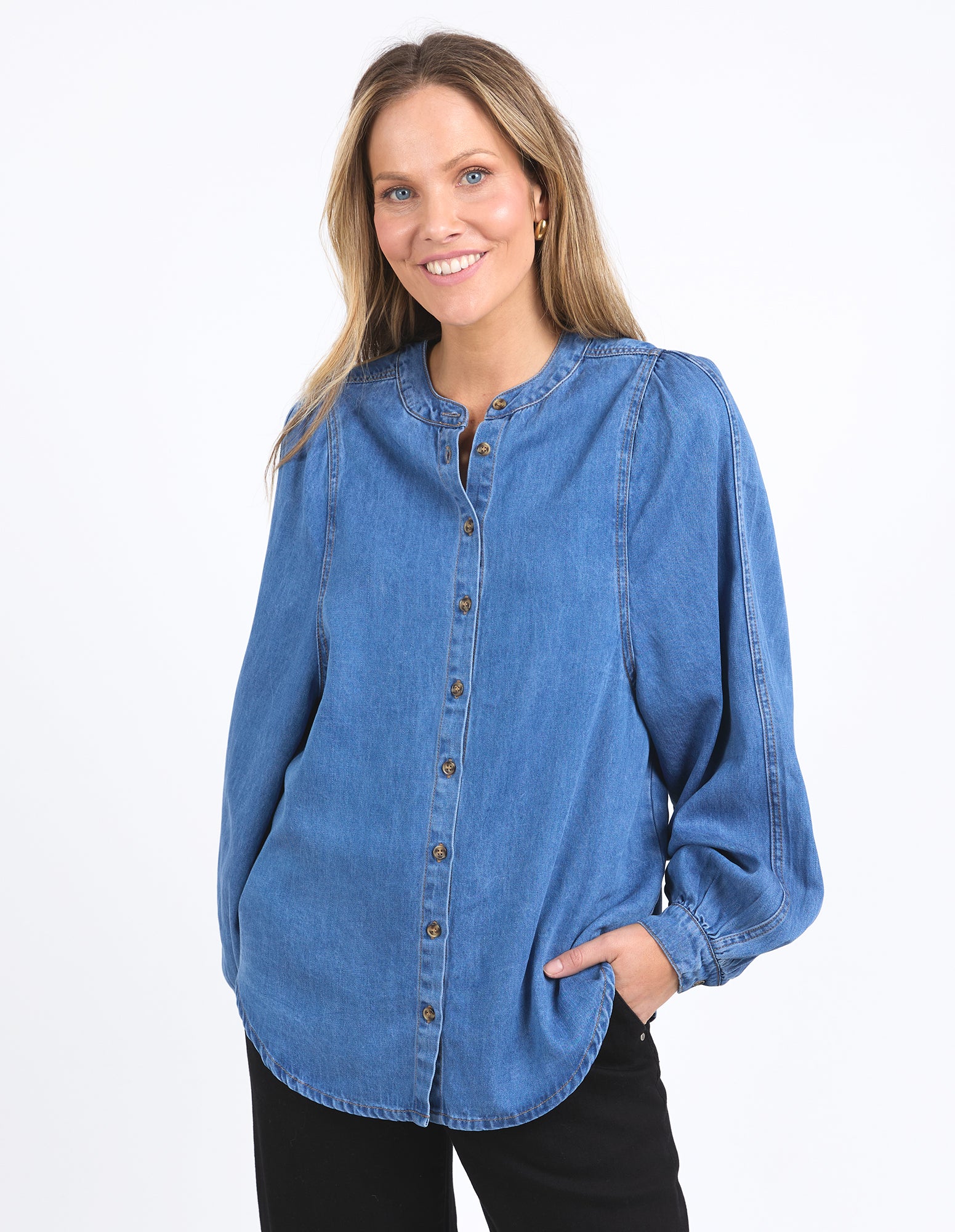 Brooke Denim Shirt Mid Blue Denim