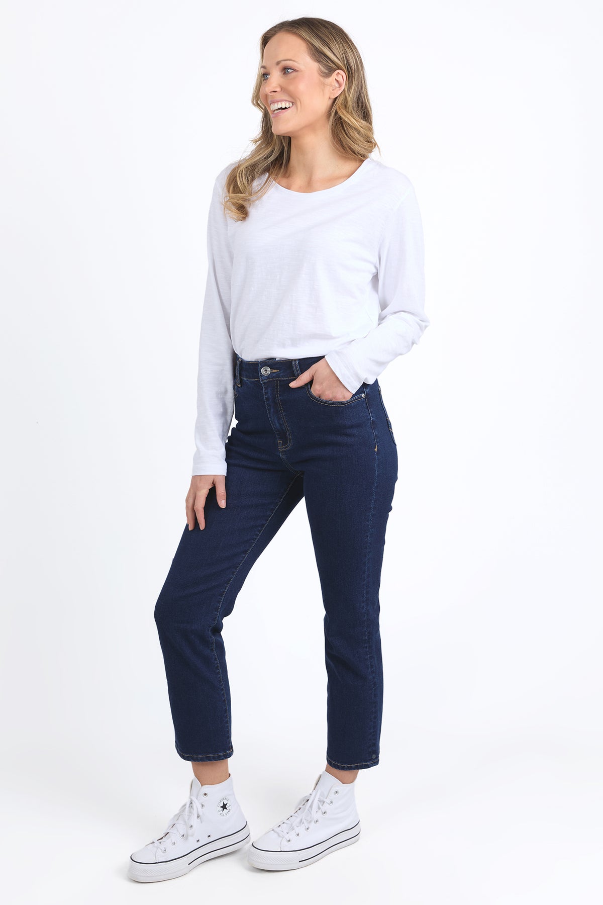 Ada Straight Leg Jean Dark Blue Wash