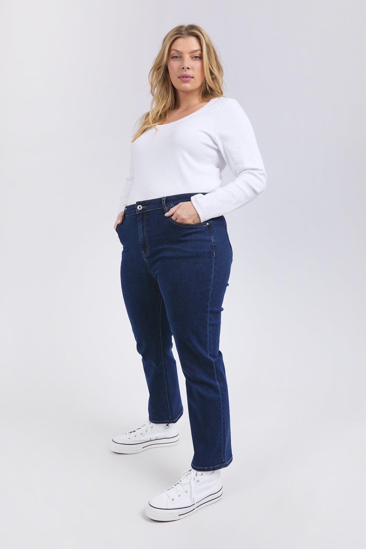 Ada Straight Leg Jean Dark Blue Wash