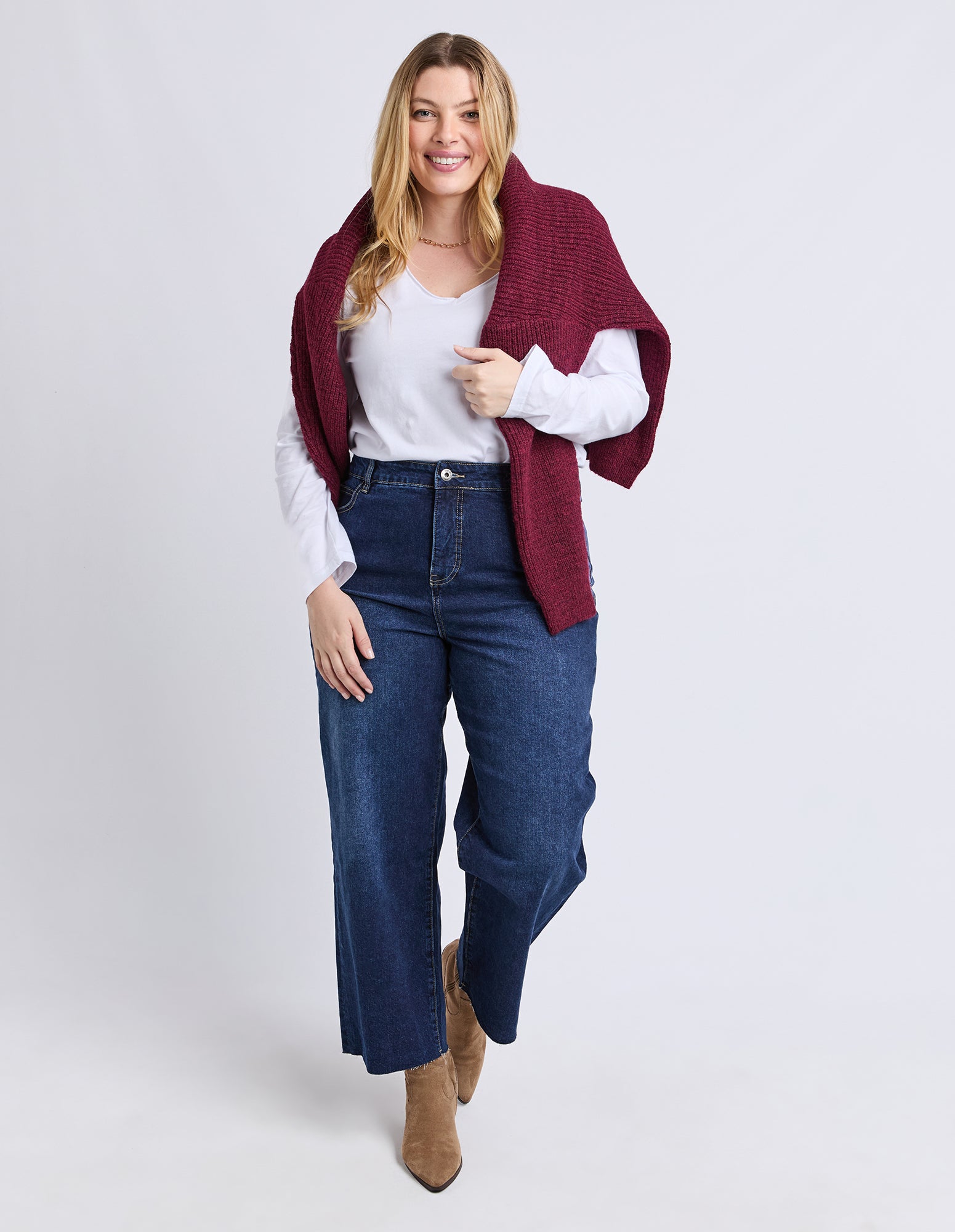 Sylvie Wide Leg Jean Dark Blue Wash