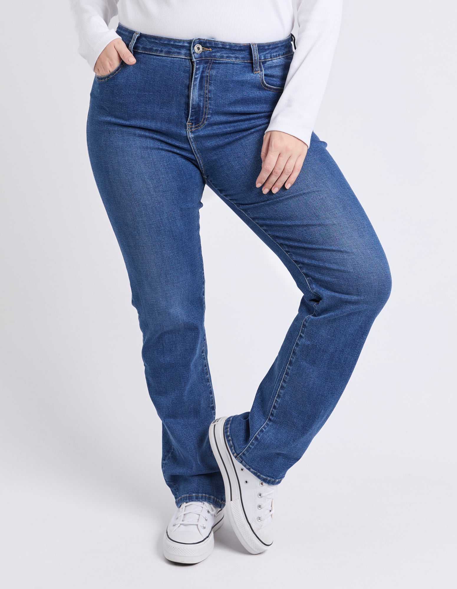 Ada Full Length Jean Mid Blue Wash