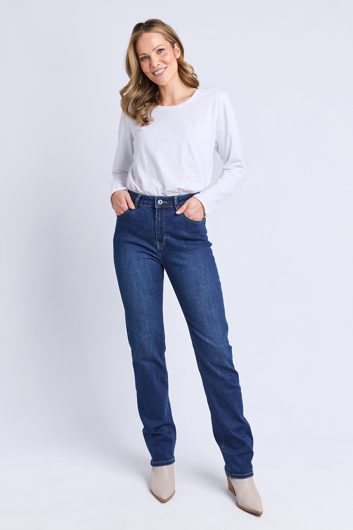 Ada Full Length Jean Dark Blue Wash
