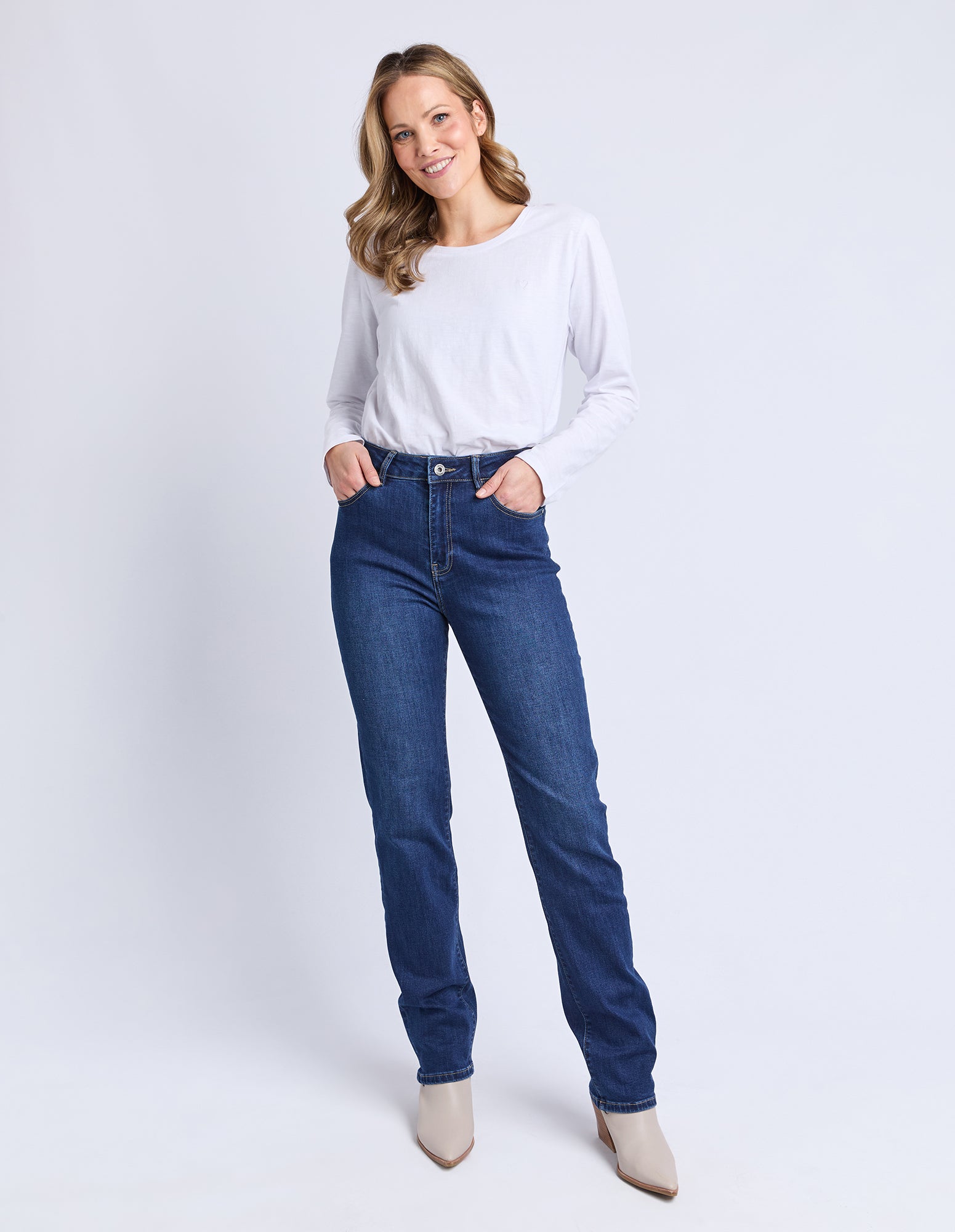 Ada Full Length Jean Dark Blue Wash