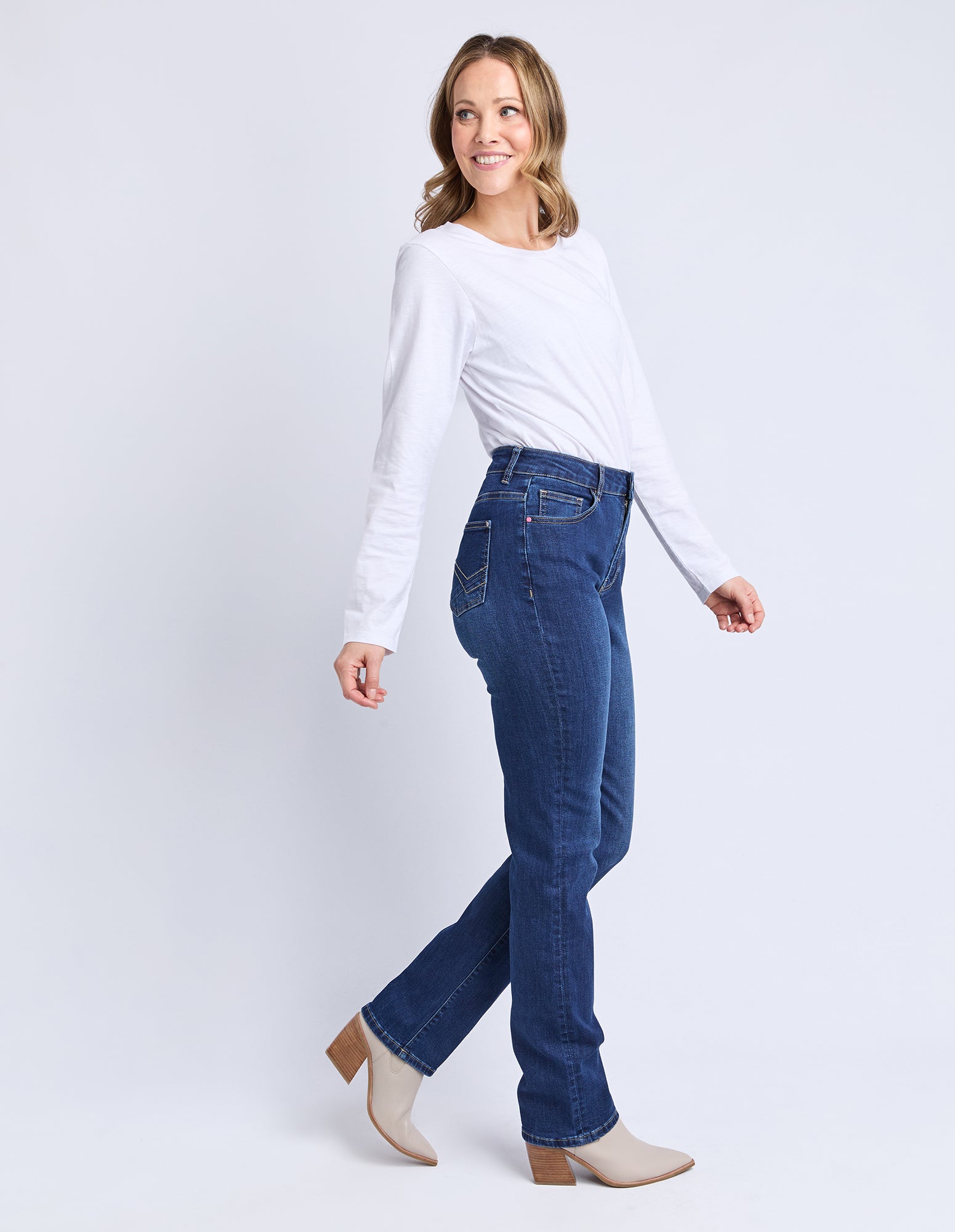 Ada Full Length Jean Dark Blue Wash
