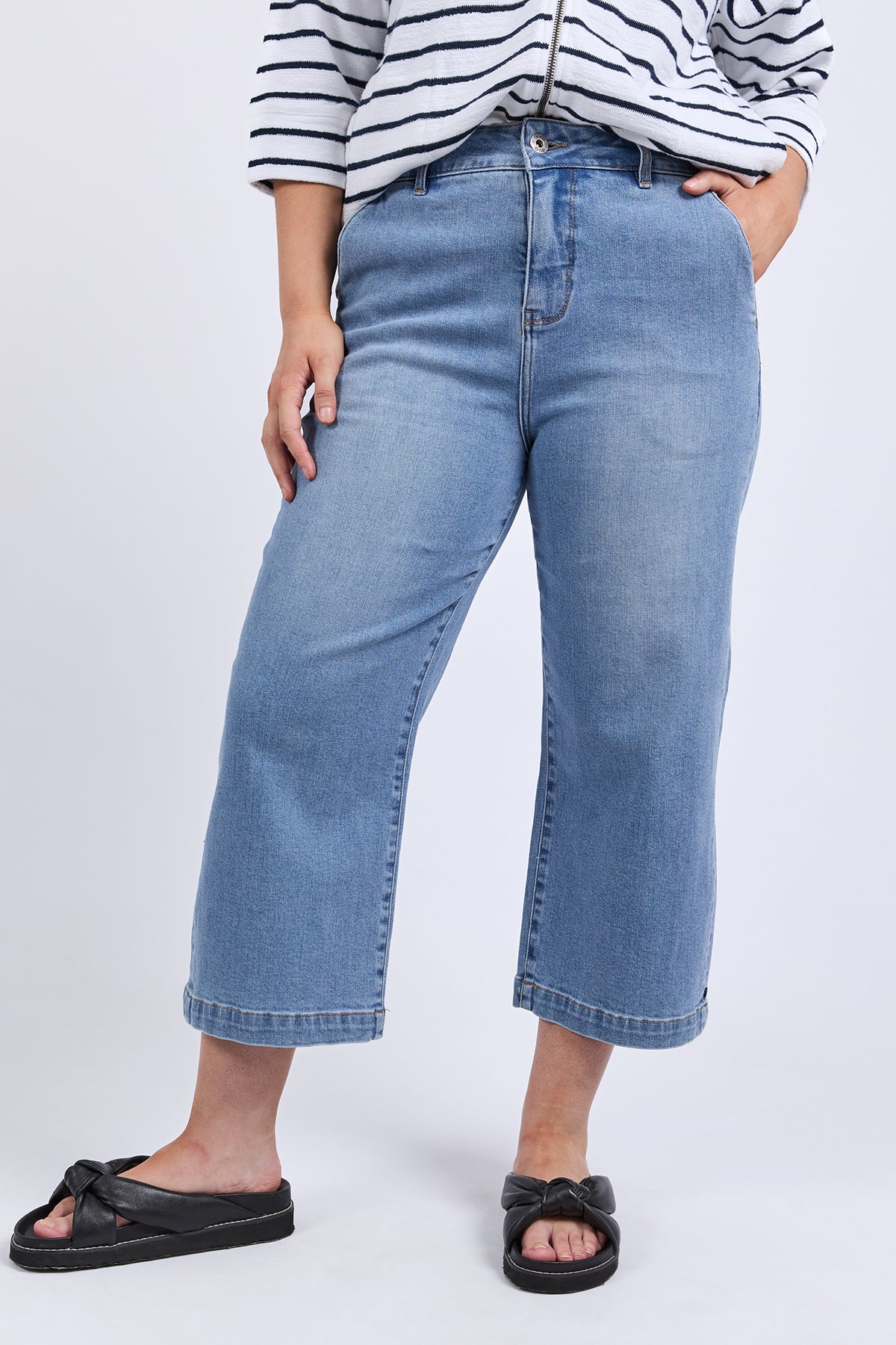 Sidney Cropped Wide Leg Jean Light Blue Wash
