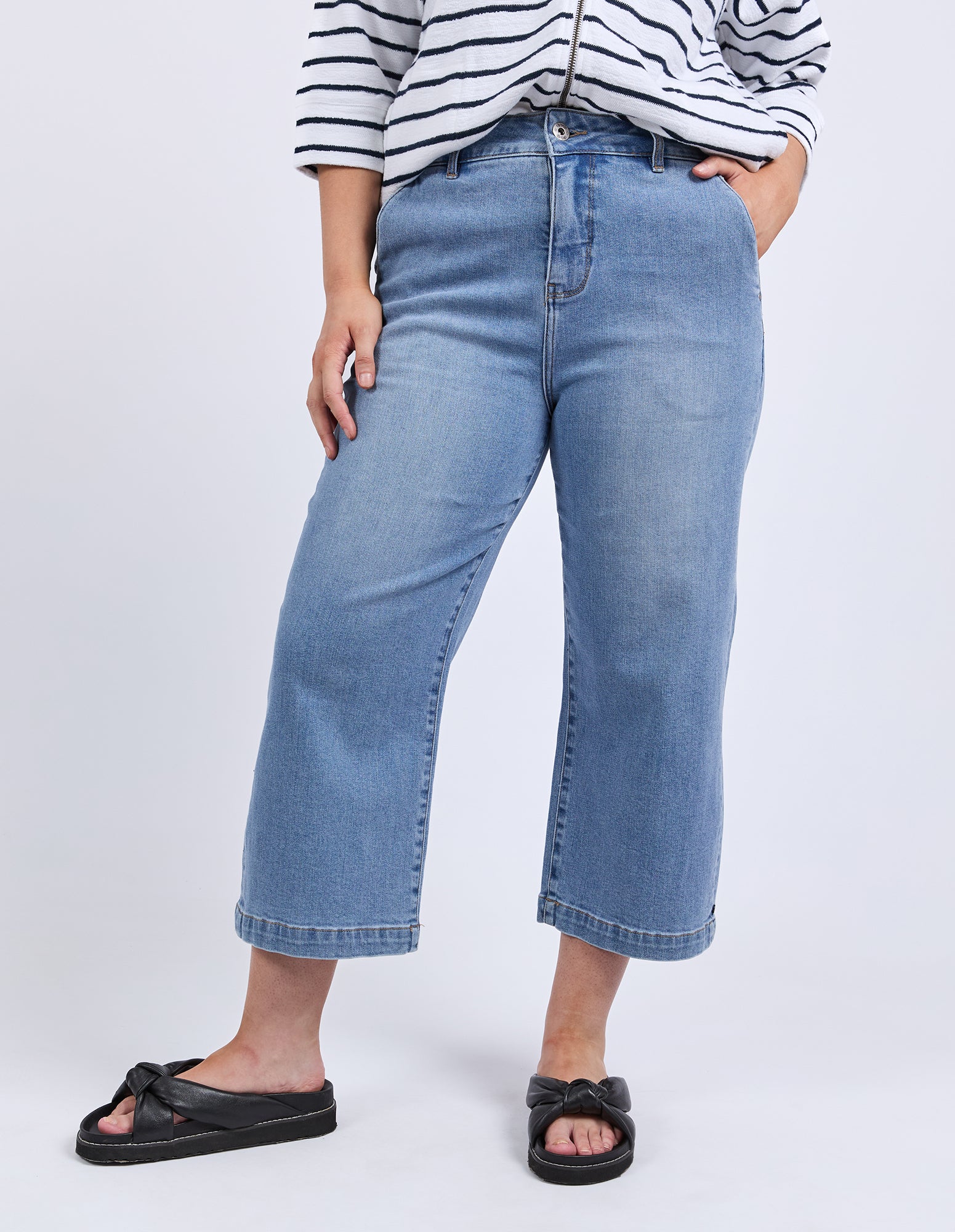 Sidney Cropped Wide Leg Jean Light Blue Wash