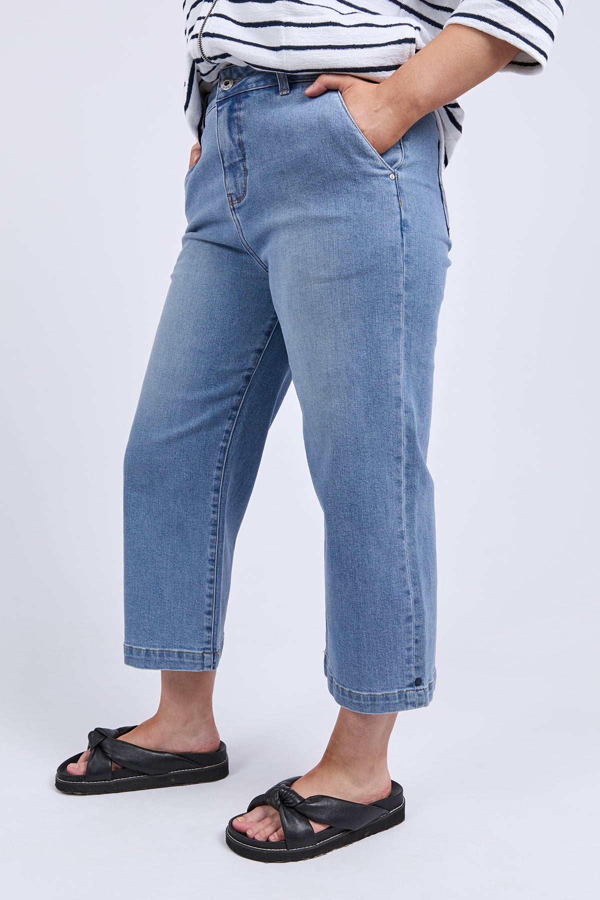 Sidney Cropped Wide Leg Jean Light Blue Wash