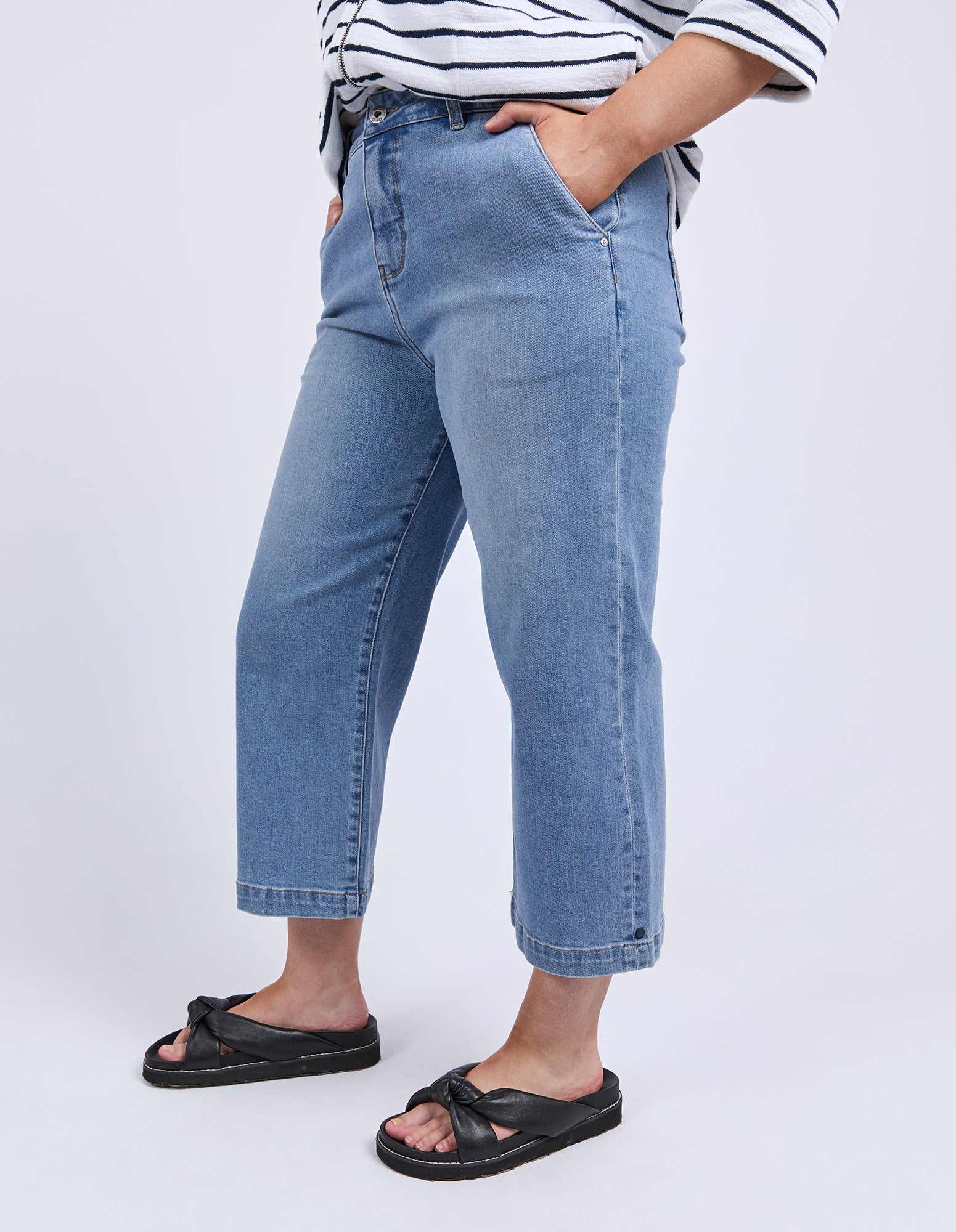 Sidney Cropped Wide Leg Jean Light Blue Wash