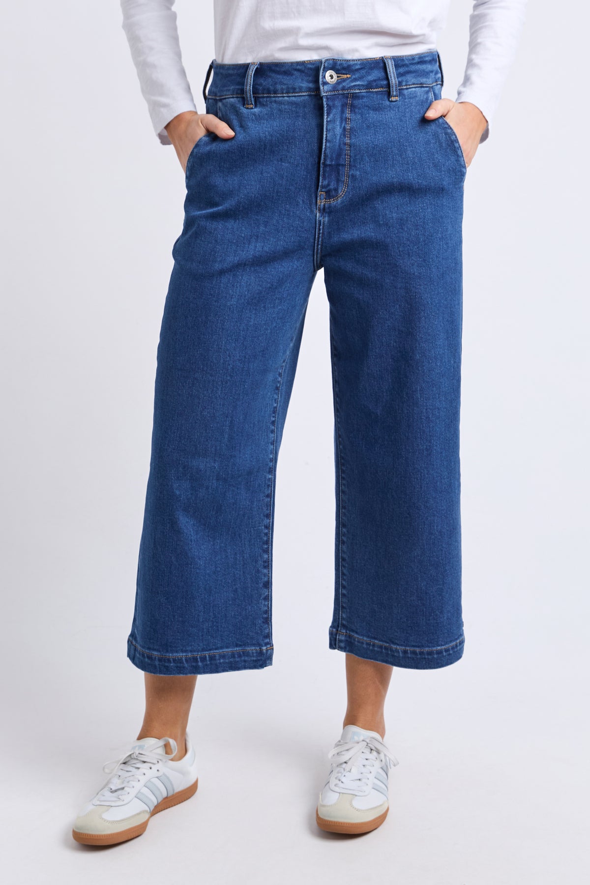 Sidney Cropped Wide Leg Jean Dark Blue Wash